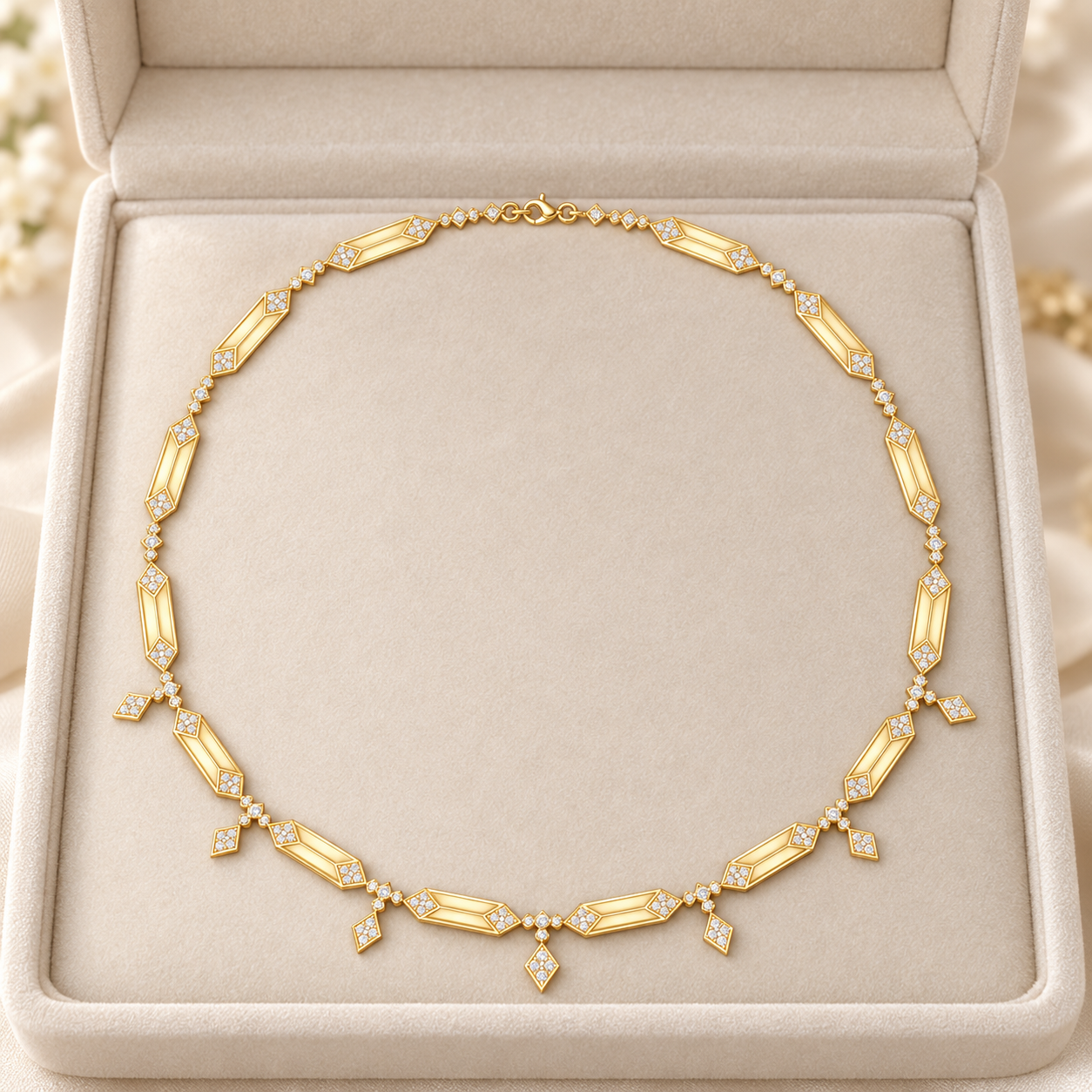 1.34 CT Lab Grown Diamond Geometric Ladies Necklace