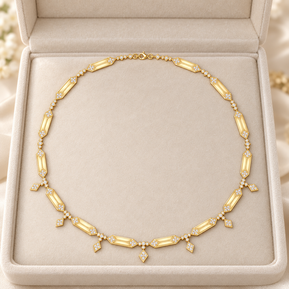1.34 CT Lab Grown Diamond Geometric Ladies Necklace