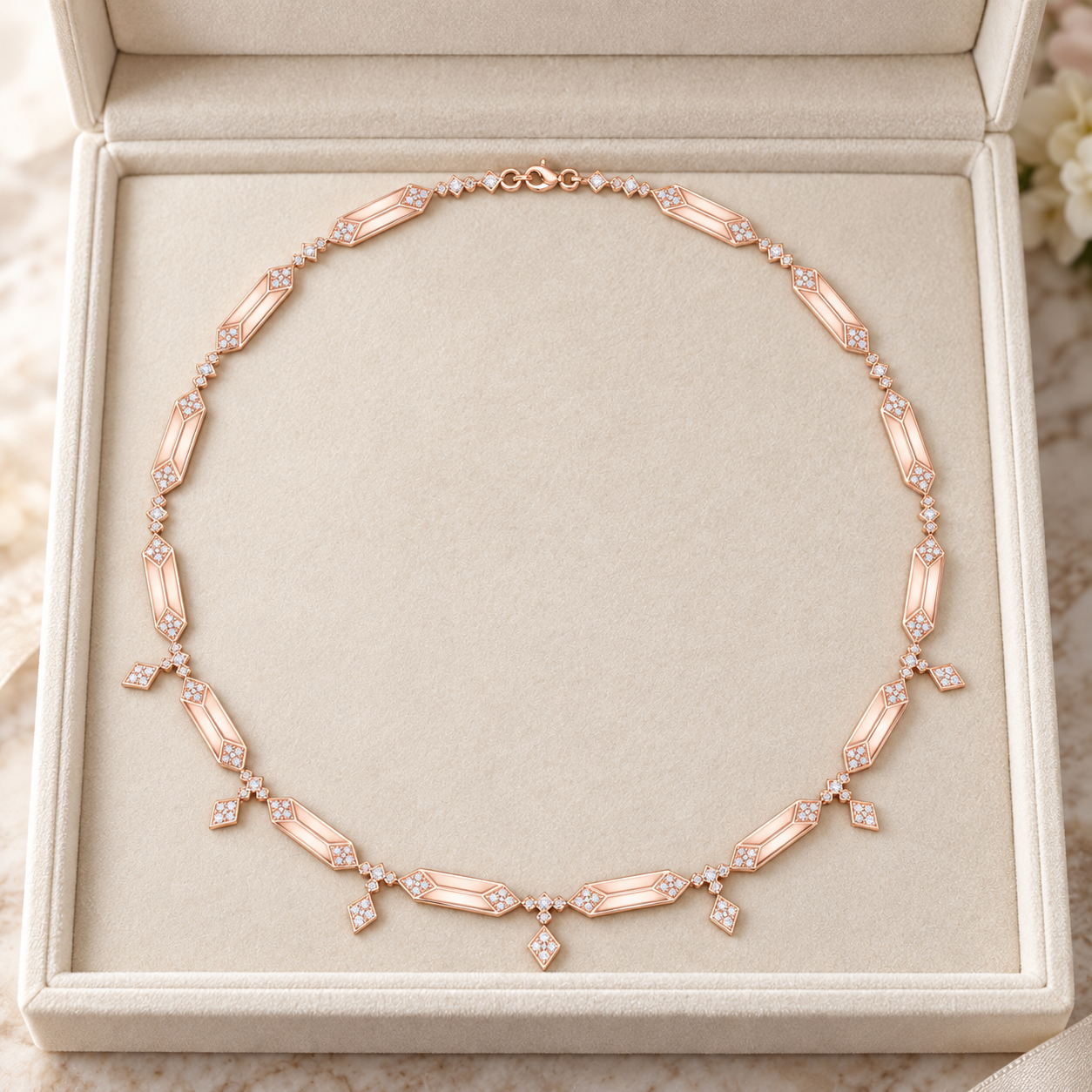 1.34 CT Lab Grown Diamond Geometric Ladies Necklace