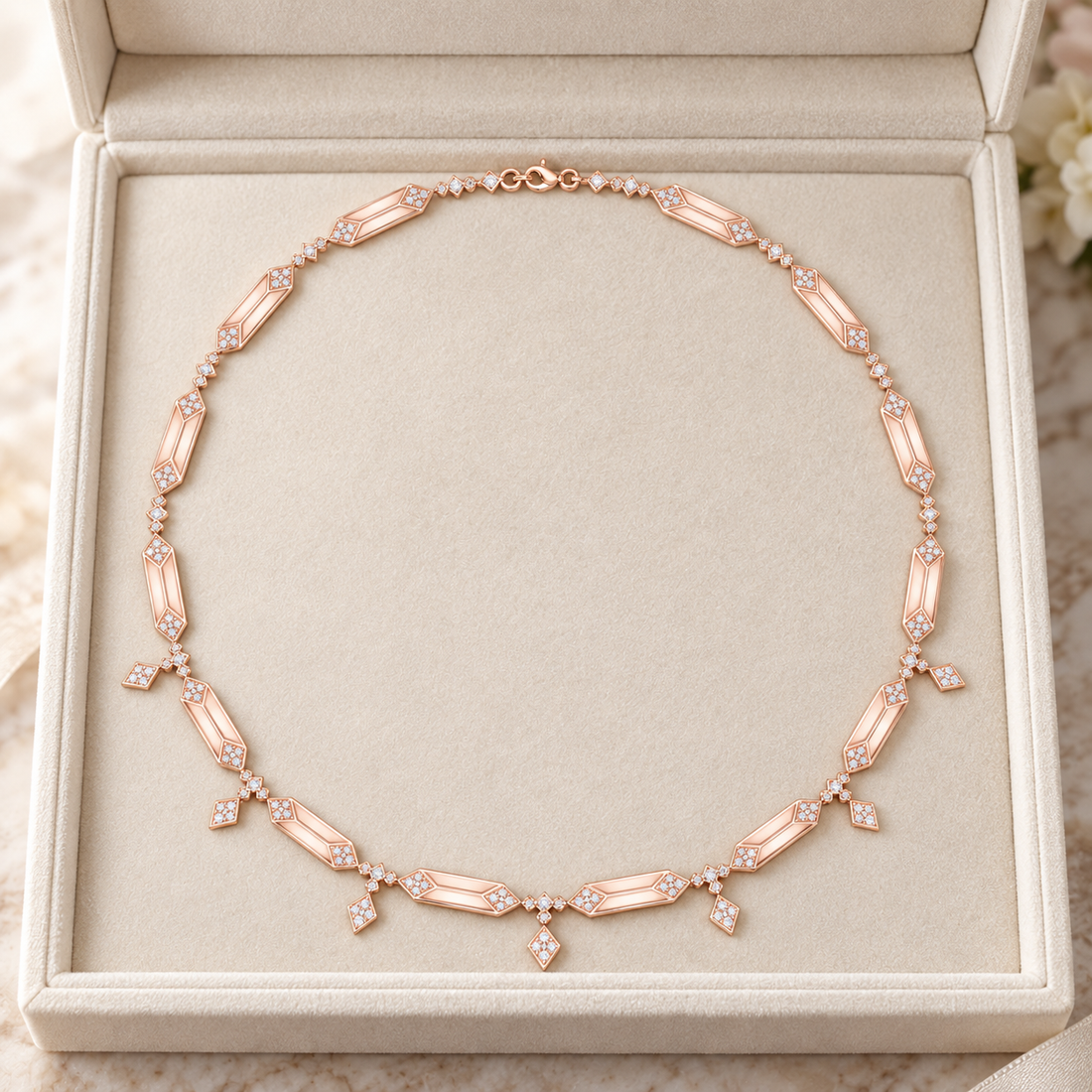 1.34 CT Lab Grown Diamond Geometric Ladies Necklace