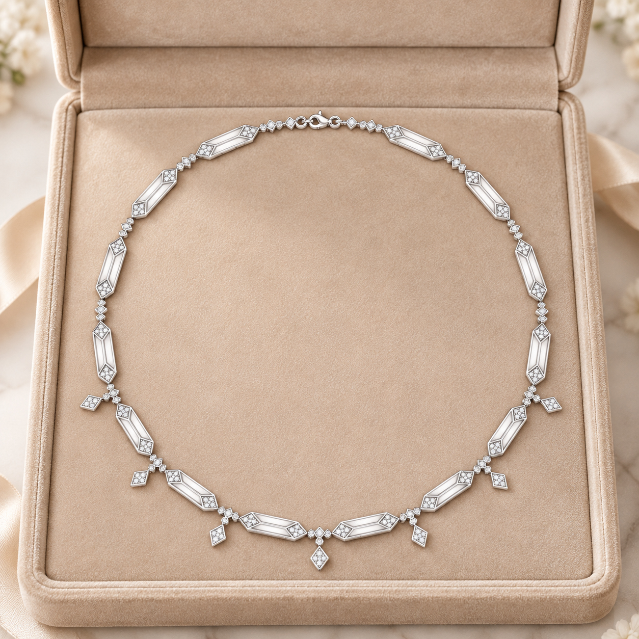1.34 CT Lab Grown Diamond Geometric Ladies Necklace