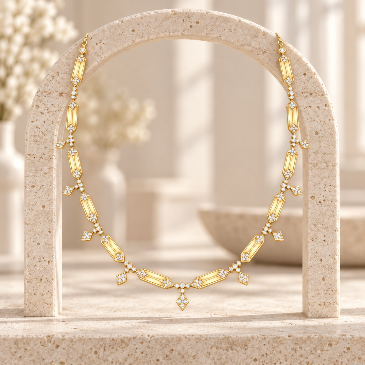 1.34 CT Lab Grown Diamond Geometric Ladies Necklace