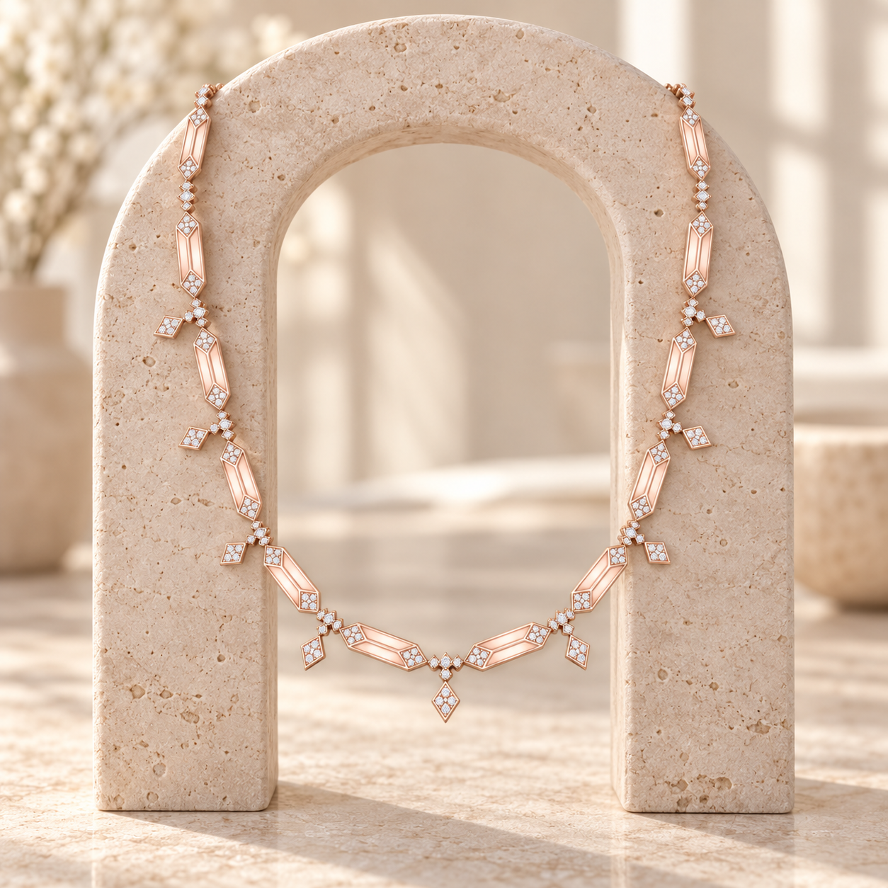 1.34 CT Lab Grown Diamond Geometric Ladies Necklace