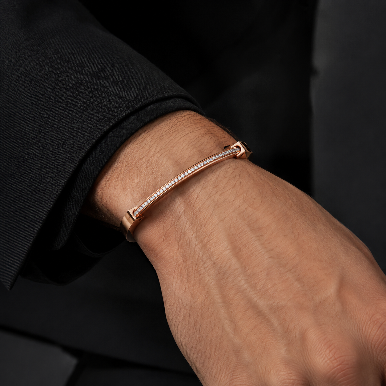 0.55 CTW Diamond Men’s Cuff Bracelet  in 14K & 18K Gold