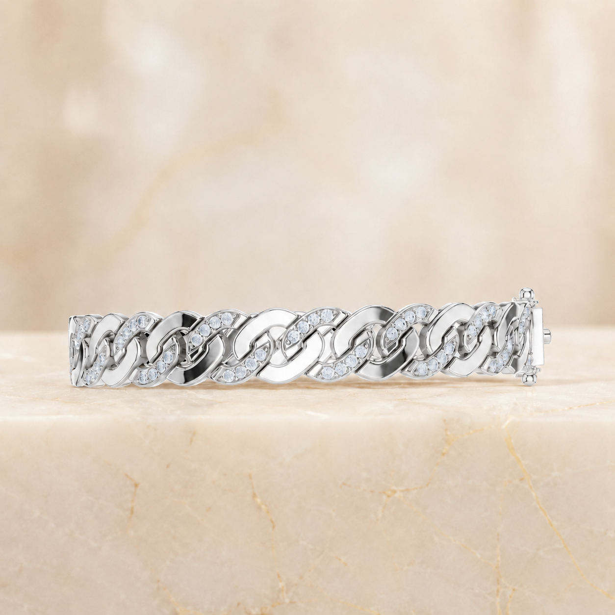 1.10 CTW Pave Diamond Cuban Link Men’s Bracelet in 14K & 18K Gold