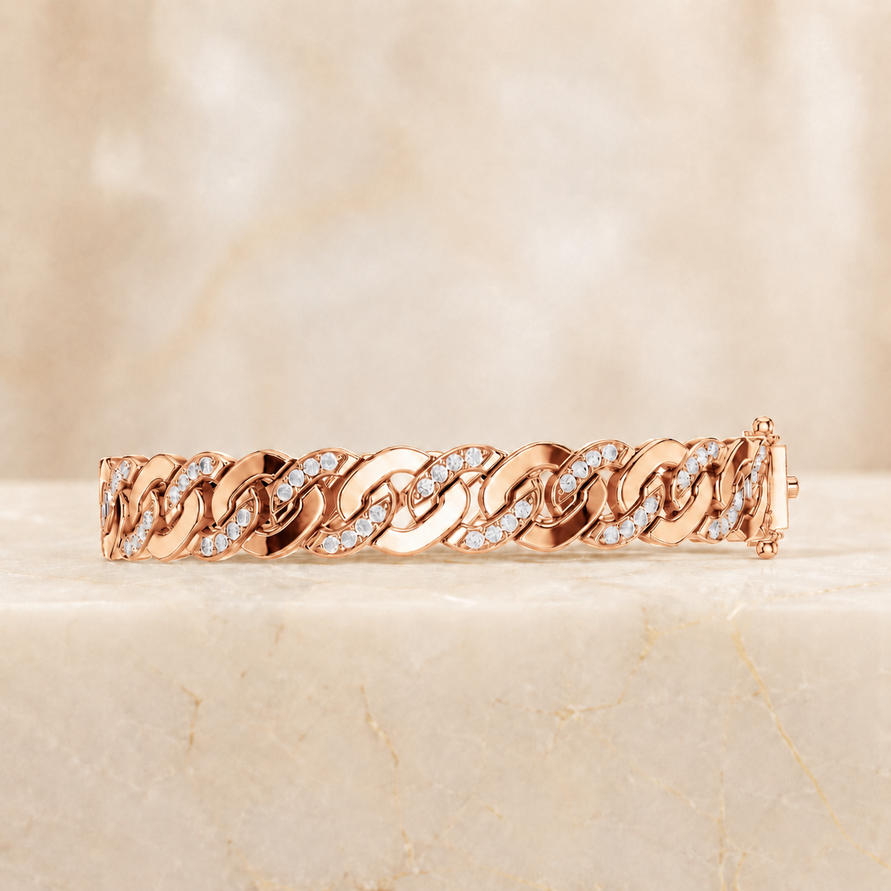 1.10 CTW Pave Diamond Cuban Link Men’s Bracelet in 14K & 18K Gold