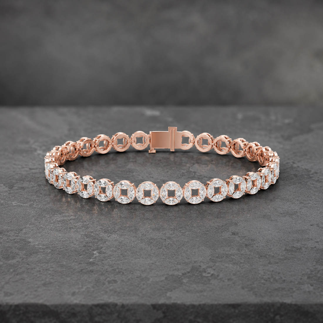 3.40 CTW Marquise Diamond Men’s Bracelet in 14K & 18K Gold