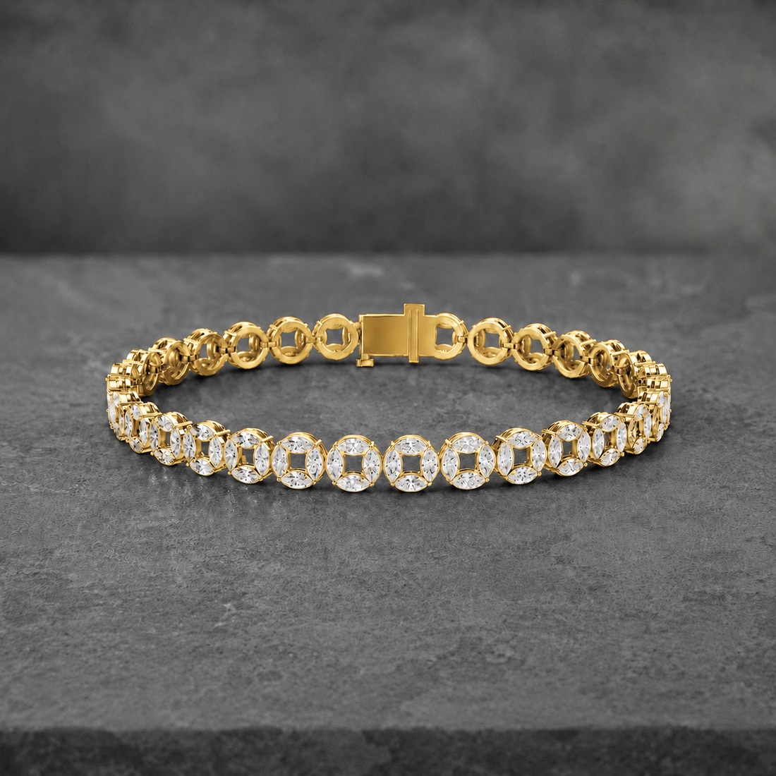 3.40 CTW Marquise Diamond Men’s Bracelet in 14K & 18K Gold