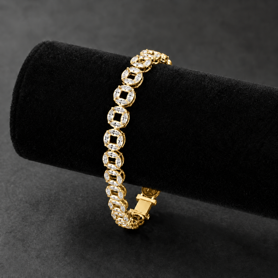 3.40 CTW Marquise Diamond Men’s Bracelet in 14K & 18K Gold