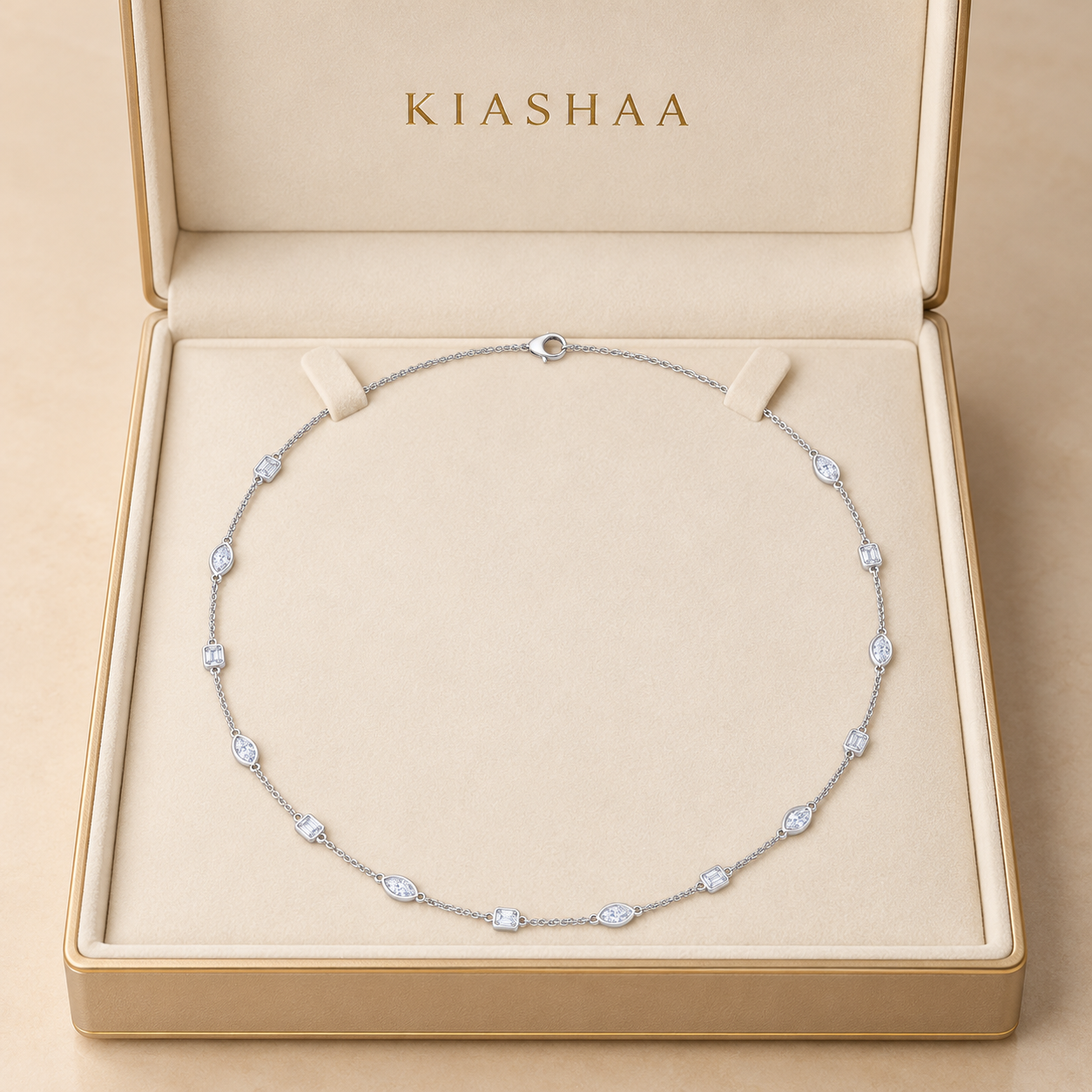 2.80 CTW Emerald & Marquise Diamond Necklace in 14K & 18K Gold