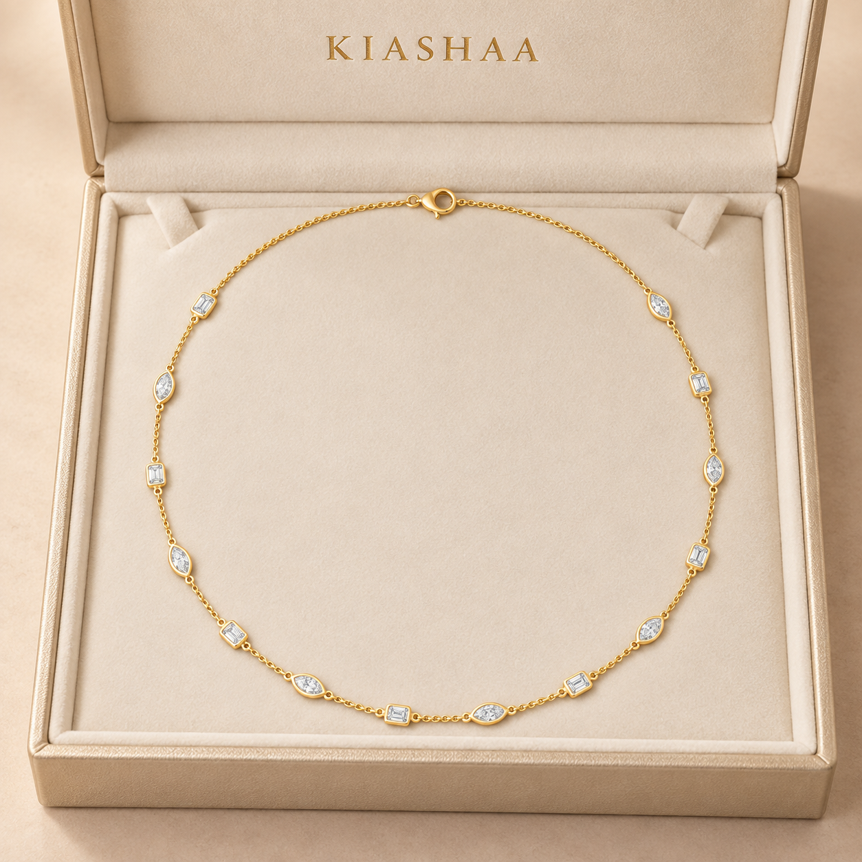 2.80 CTW Emerald & Marquise Diamond Necklace in 14K & 18K Gold
