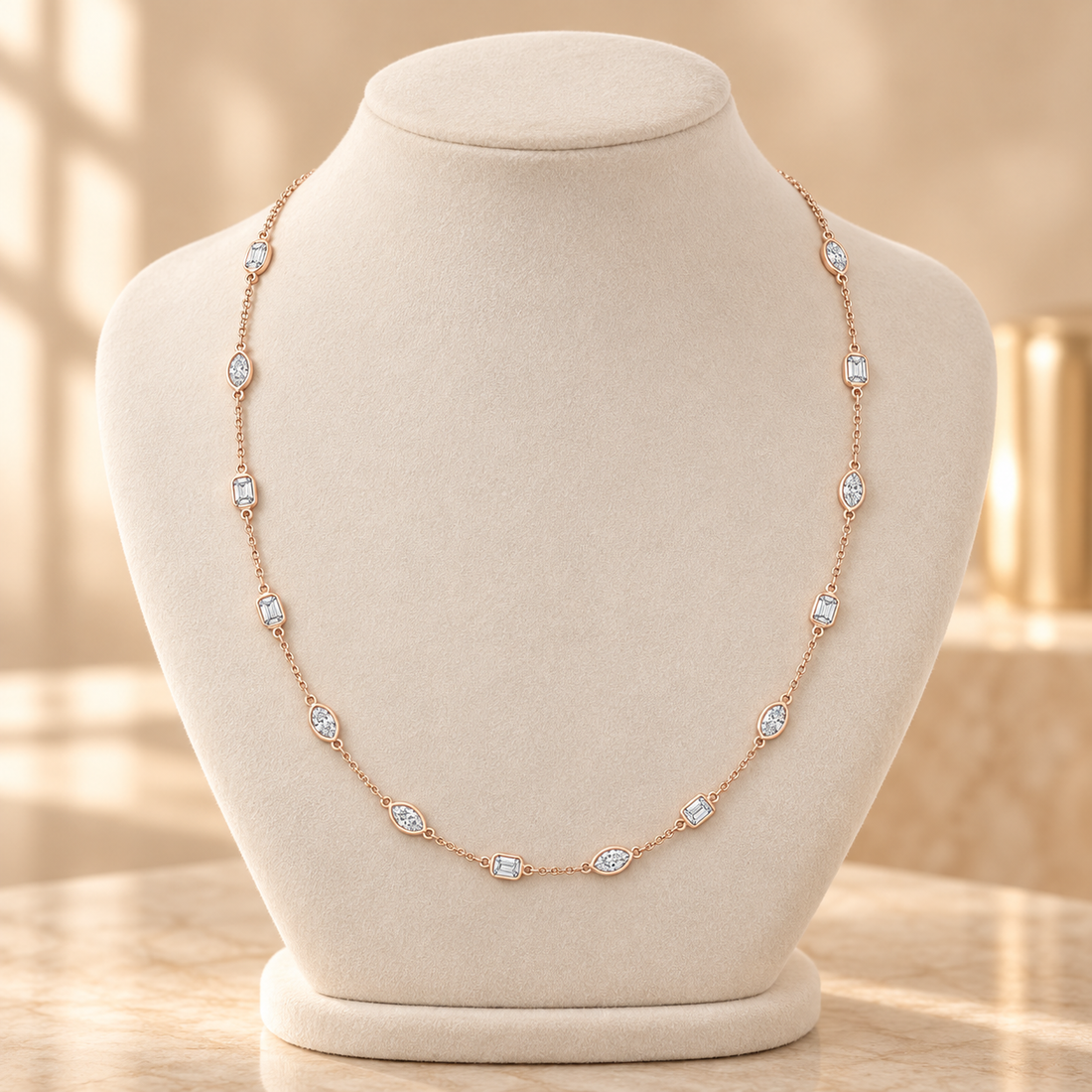 2.80 CTW Emerald & Marquise Diamond Necklace in 14K & 18K Gold