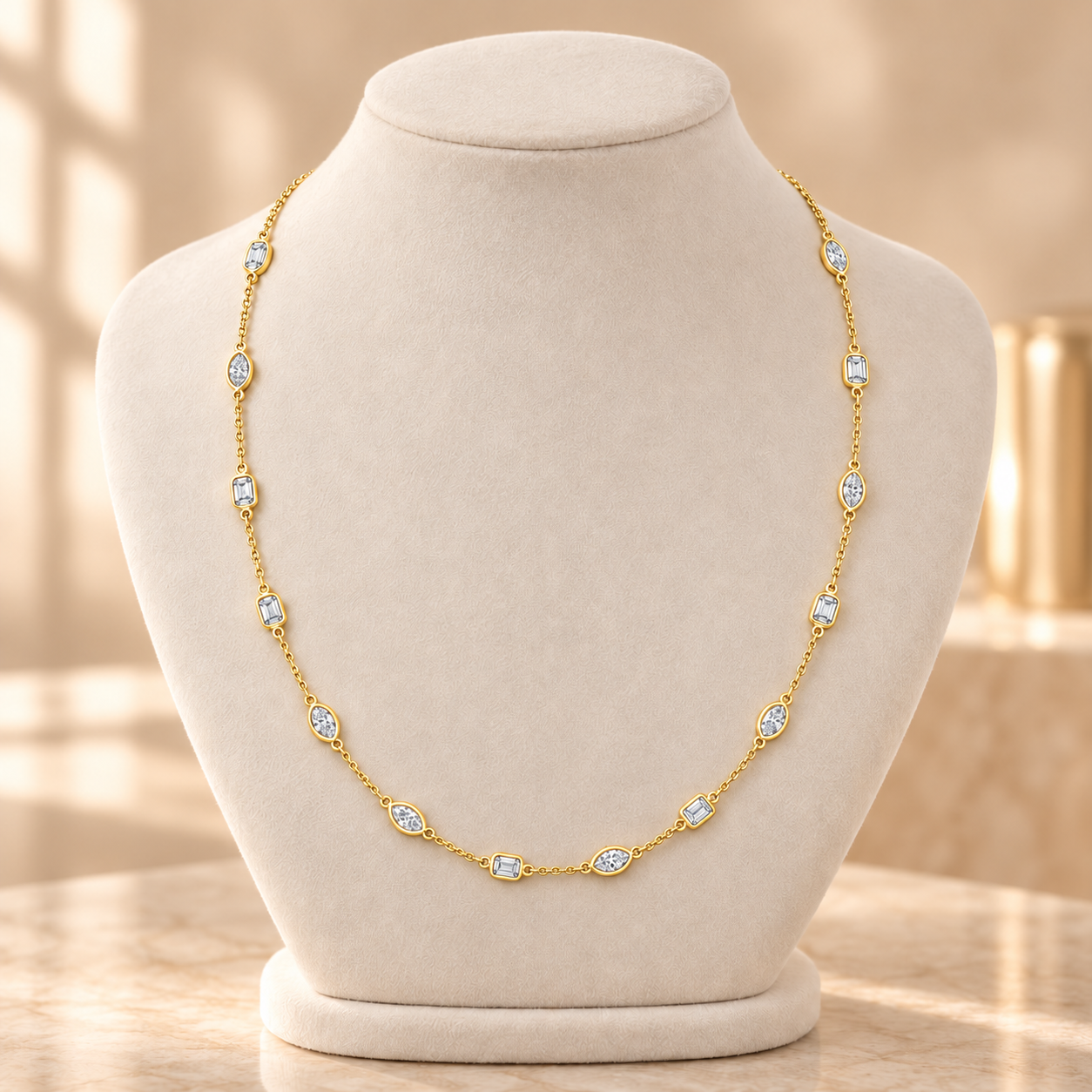 2.80 CTW Emerald & Marquise Diamond Necklace in 14K & 18K Gold