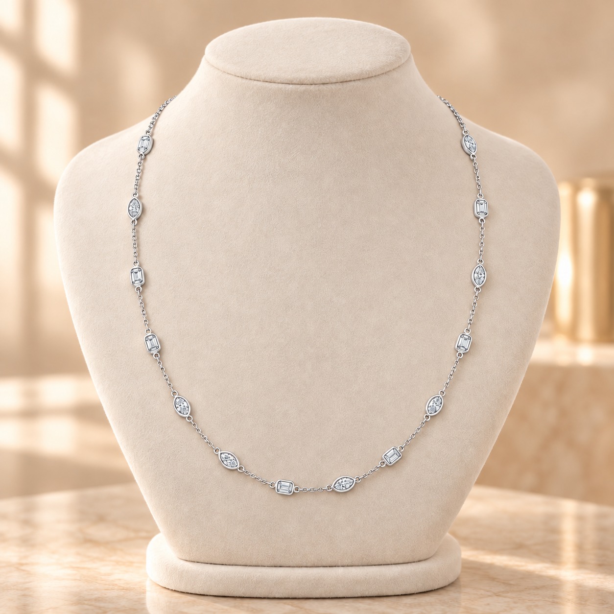 2.80 CTW Emerald & Marquise Diamond Necklace in 14K & 18K Gold