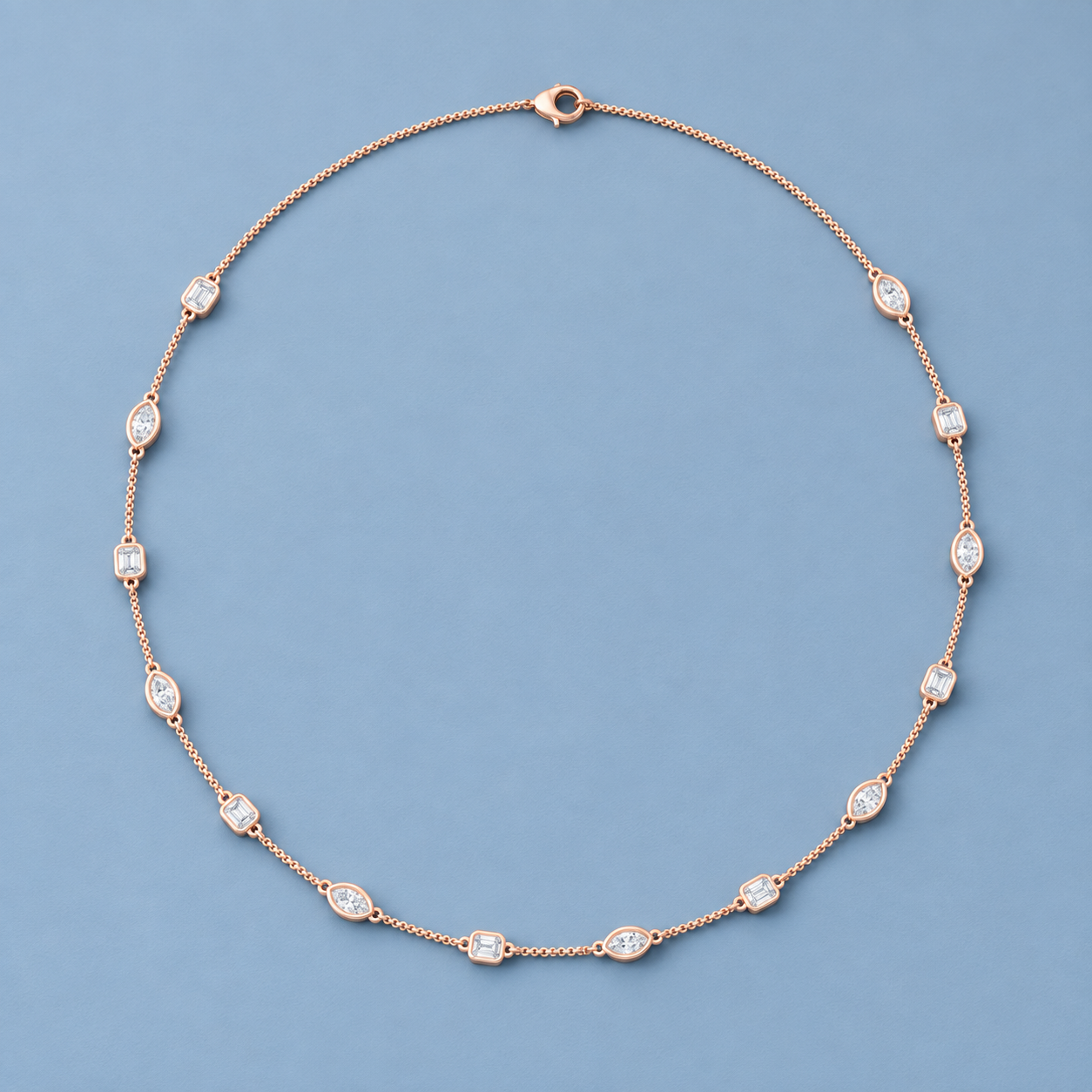 2.80 CTW Emerald & Marquise Diamond Necklace in 14K & 18K Gold