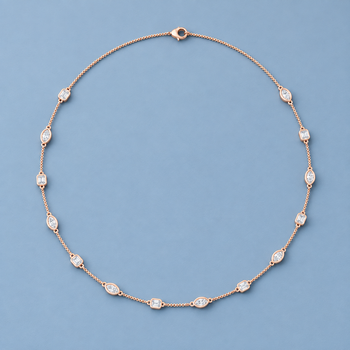 2.80 CTW Emerald & Marquise Diamond Necklace in 14K & 18K Gold