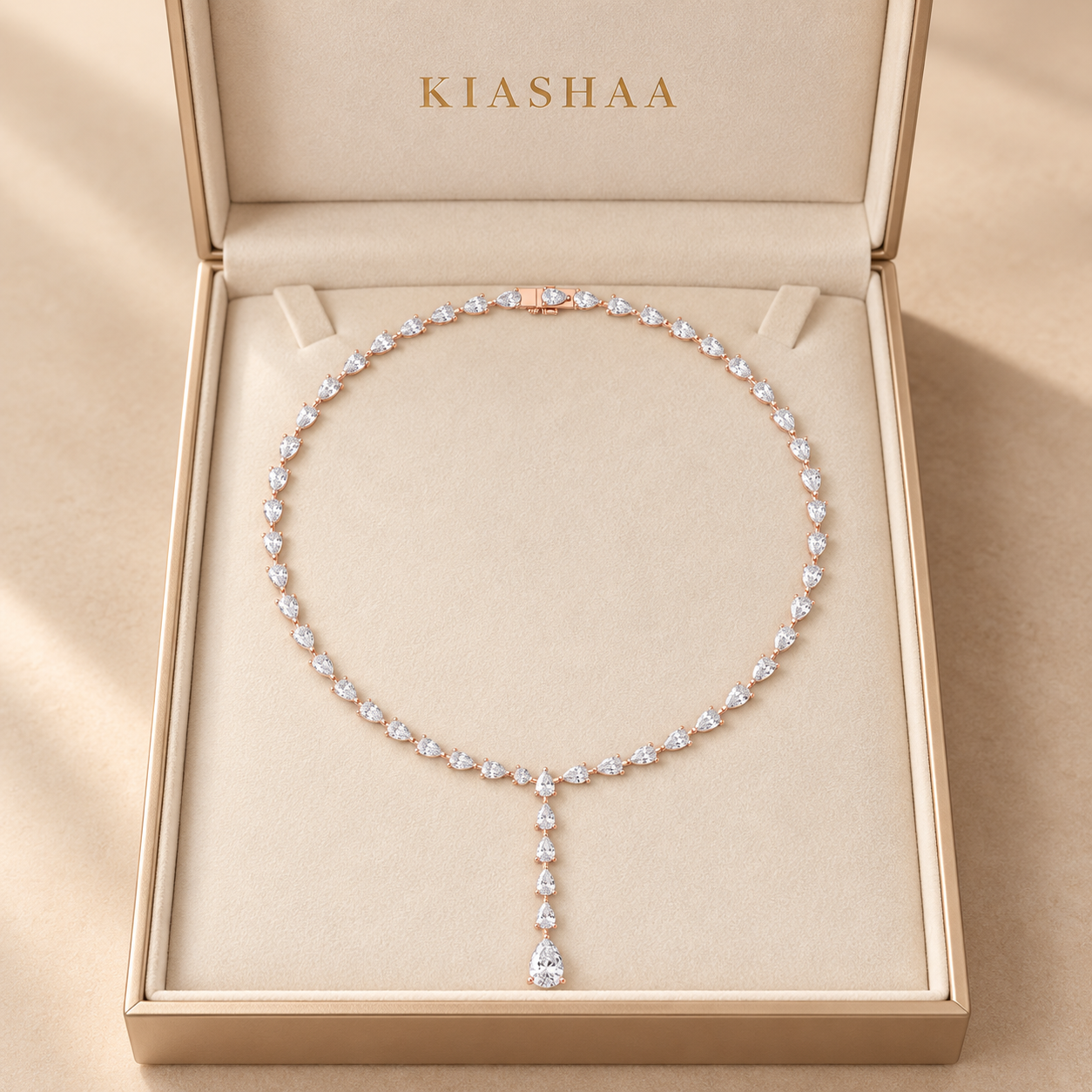 Pear Round Diamond Tennis Lariat Ladies Necklace 2.58 CTW in 14K & 18K Gold