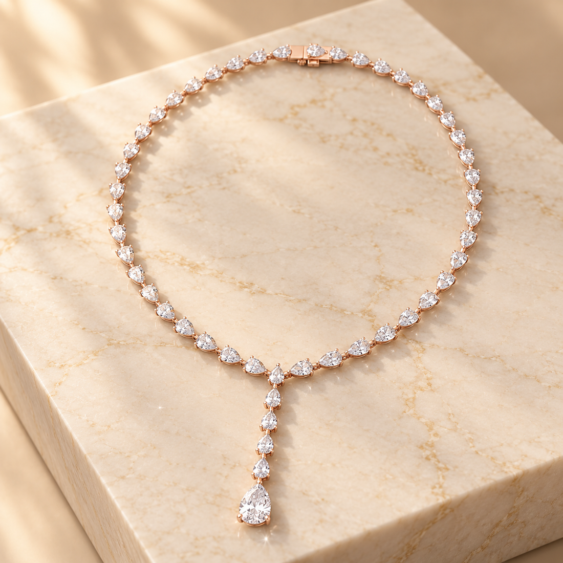 Pear Round Diamond Tennis Lariat Ladies Necklace 2.58 CTW in 14K & 18K Gold