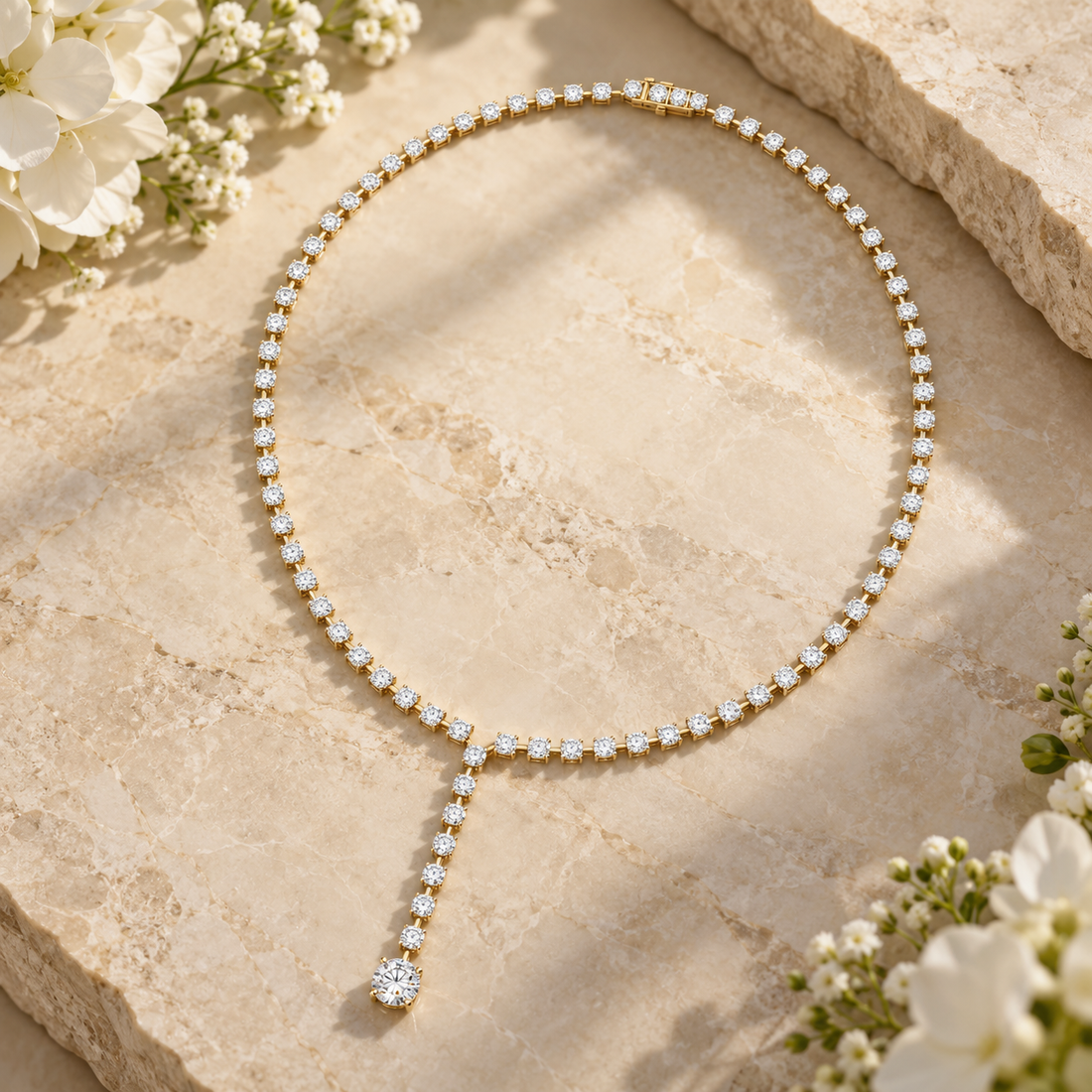 27.65 CTW Round Diamond Y Necklace in 14K & 18K Gold  2. Product Description