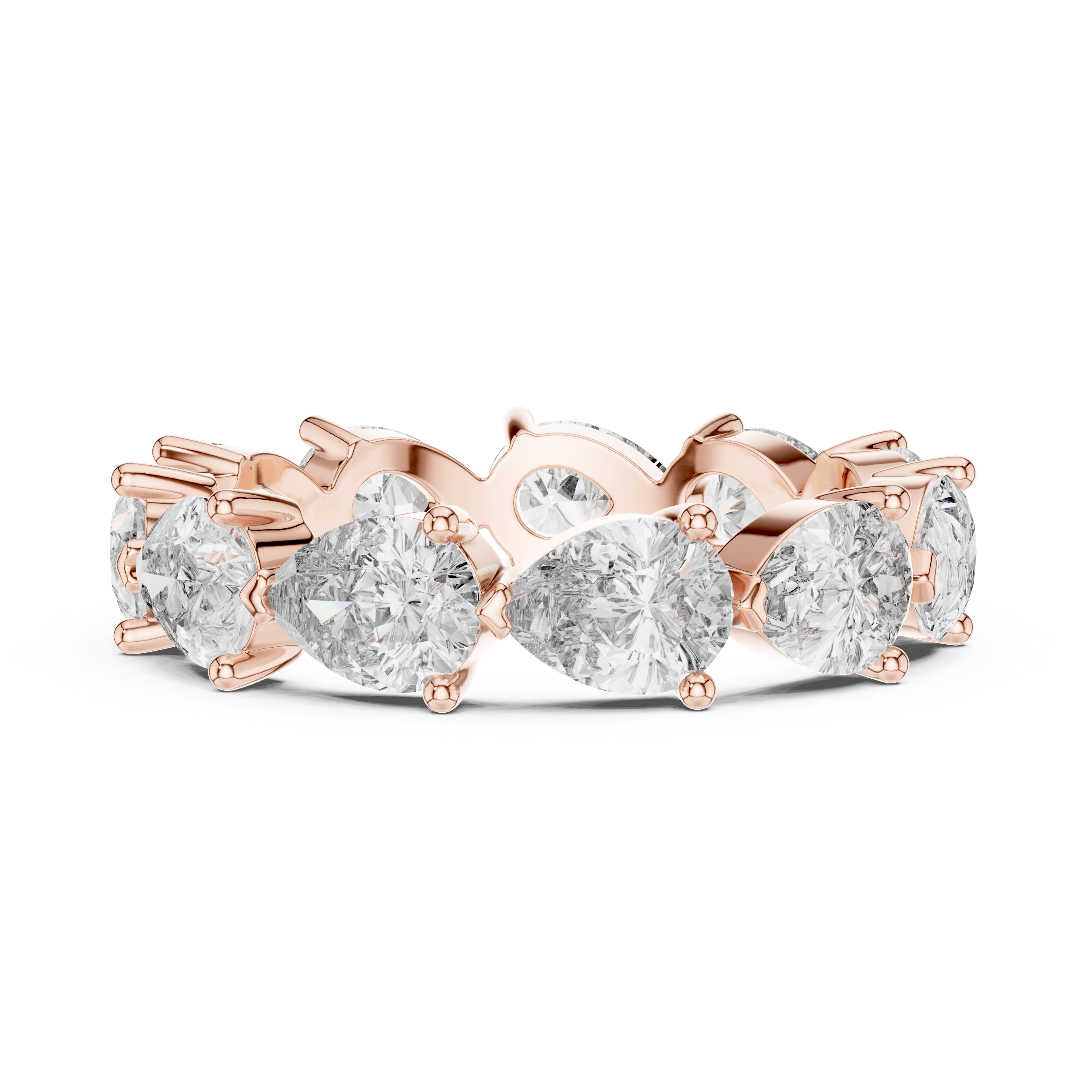 IGI Certified Pear-Cut Lab-Grown Diamond Eternity Band | 14K & 18K Rose Gold | Kiashaa Jewellery