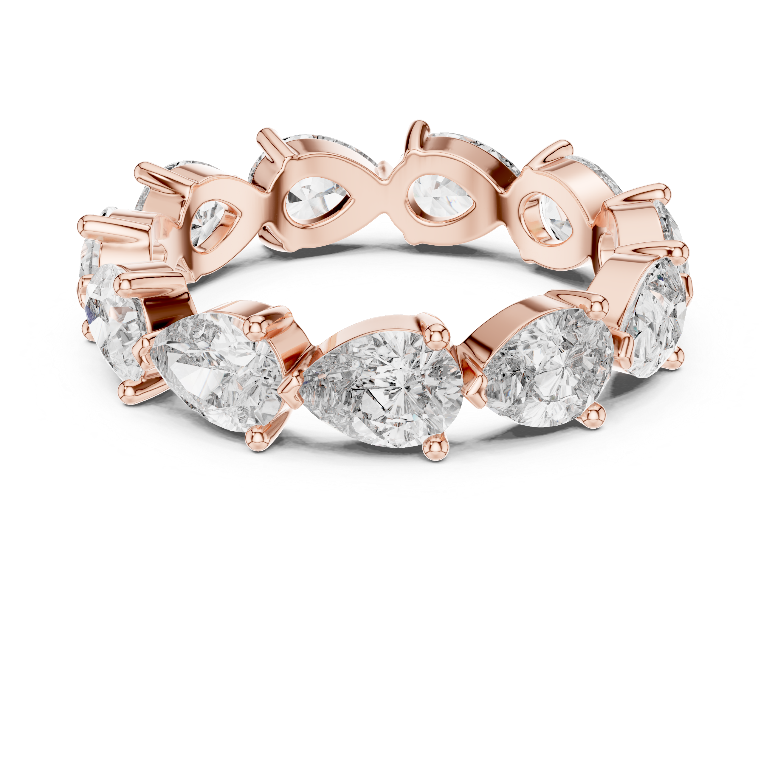 IGI Certified Pear-Cut Lab-Grown Diamond Eternity Band | 14K & 18K Rose Gold | Kiashaa Jewellery