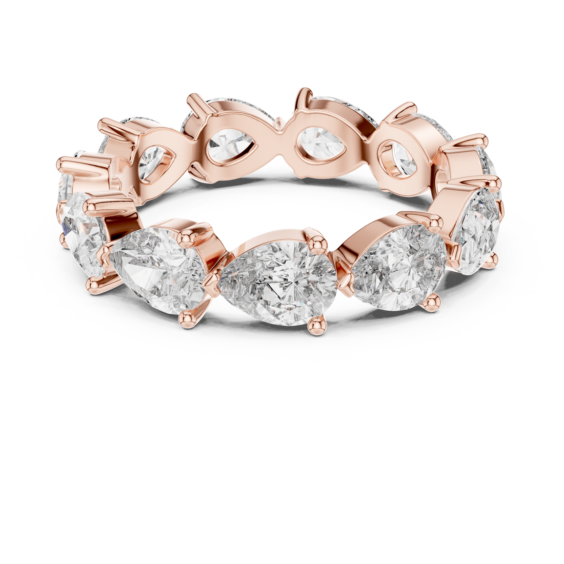 IGI Certified Pear-Cut Lab-Grown Diamond Eternity Band | 14K & 18K Rose Gold | Kiashaa Jewellery