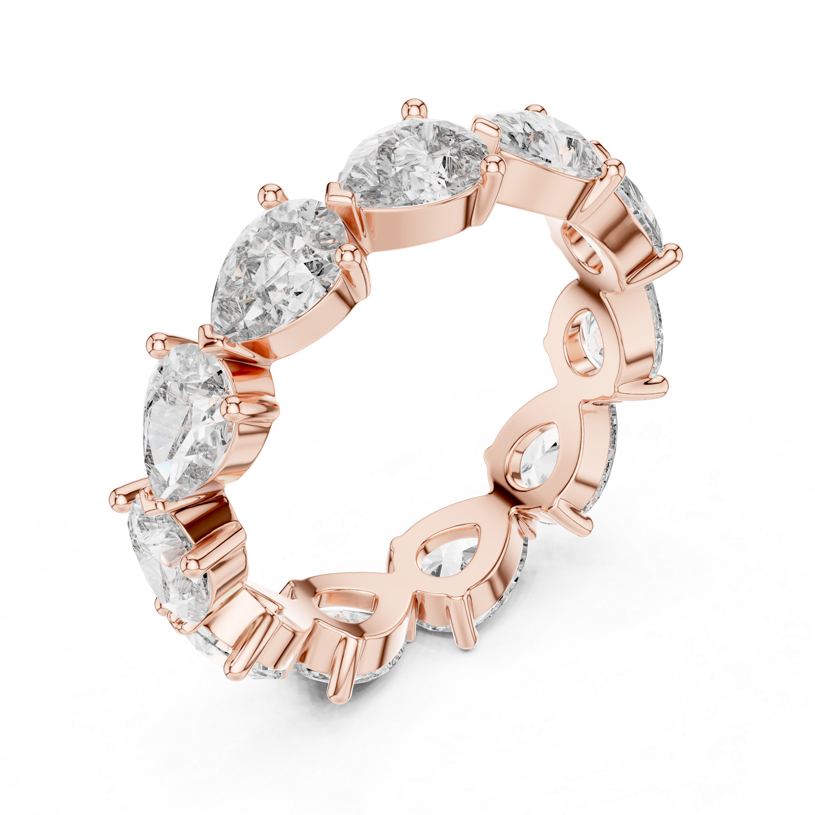 IGI Certified Pear-Cut Lab-Grown Diamond Eternity Band | 14K & 18K Rose Gold | Kiashaa Jewellery