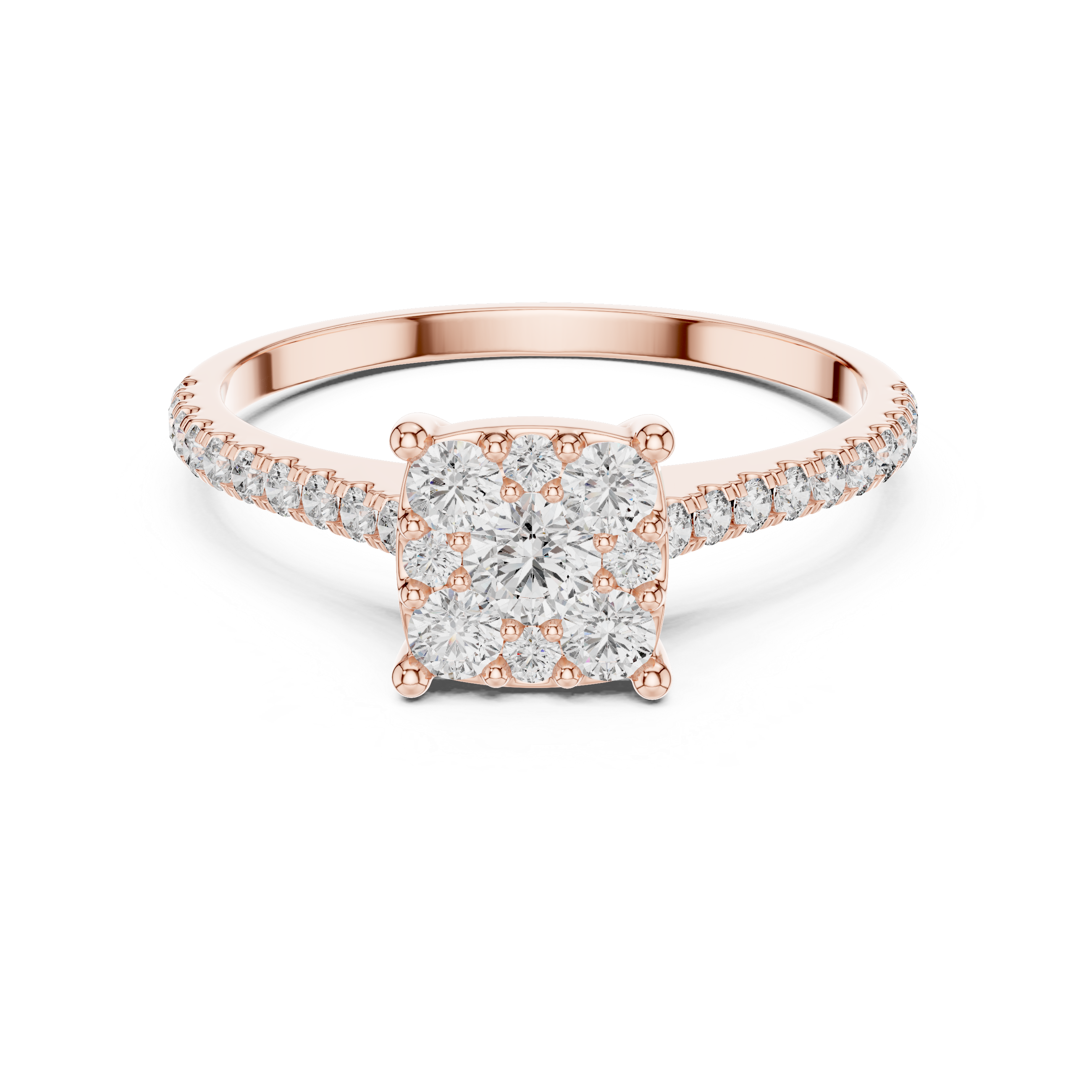 Elegant Cluster Lab-Grown Diamond Ring – Rose Gold | Kiashaa Jewellery
