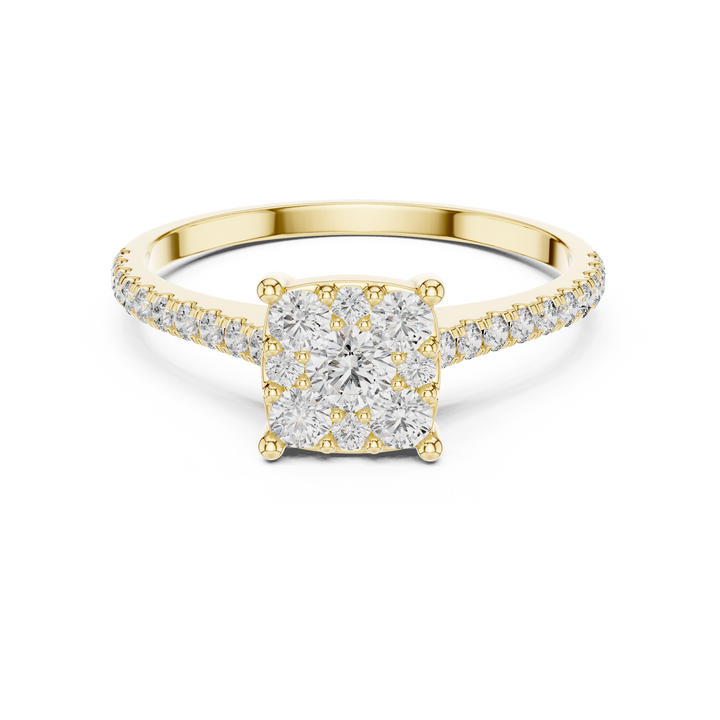 Elegant Cluster Lab-Grown Diamond Ring – Rose Gold | Kiashaa Jewellery