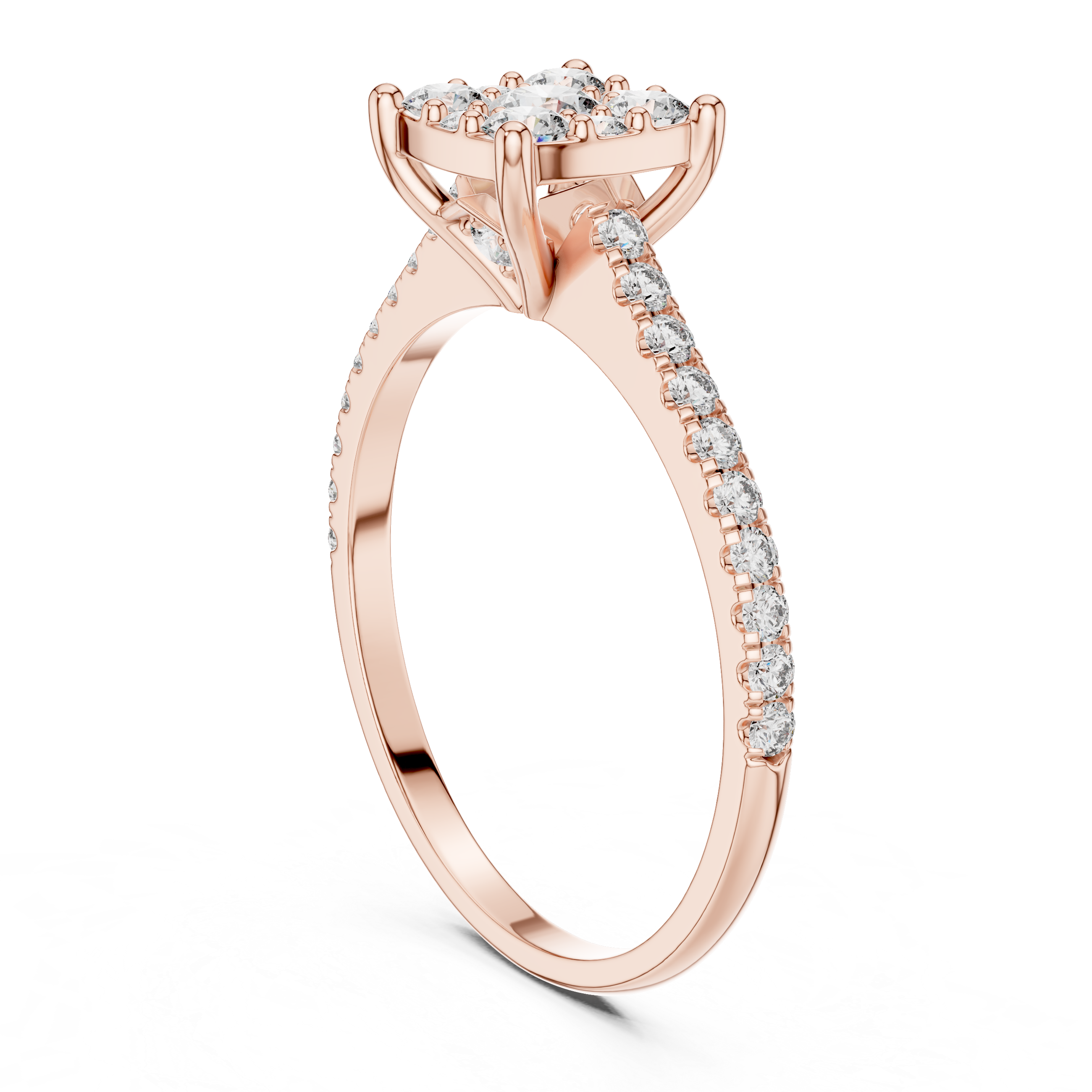 Elegant Cluster Lab-Grown Diamond Ring – Rose Gold | Kiashaa Jewellery