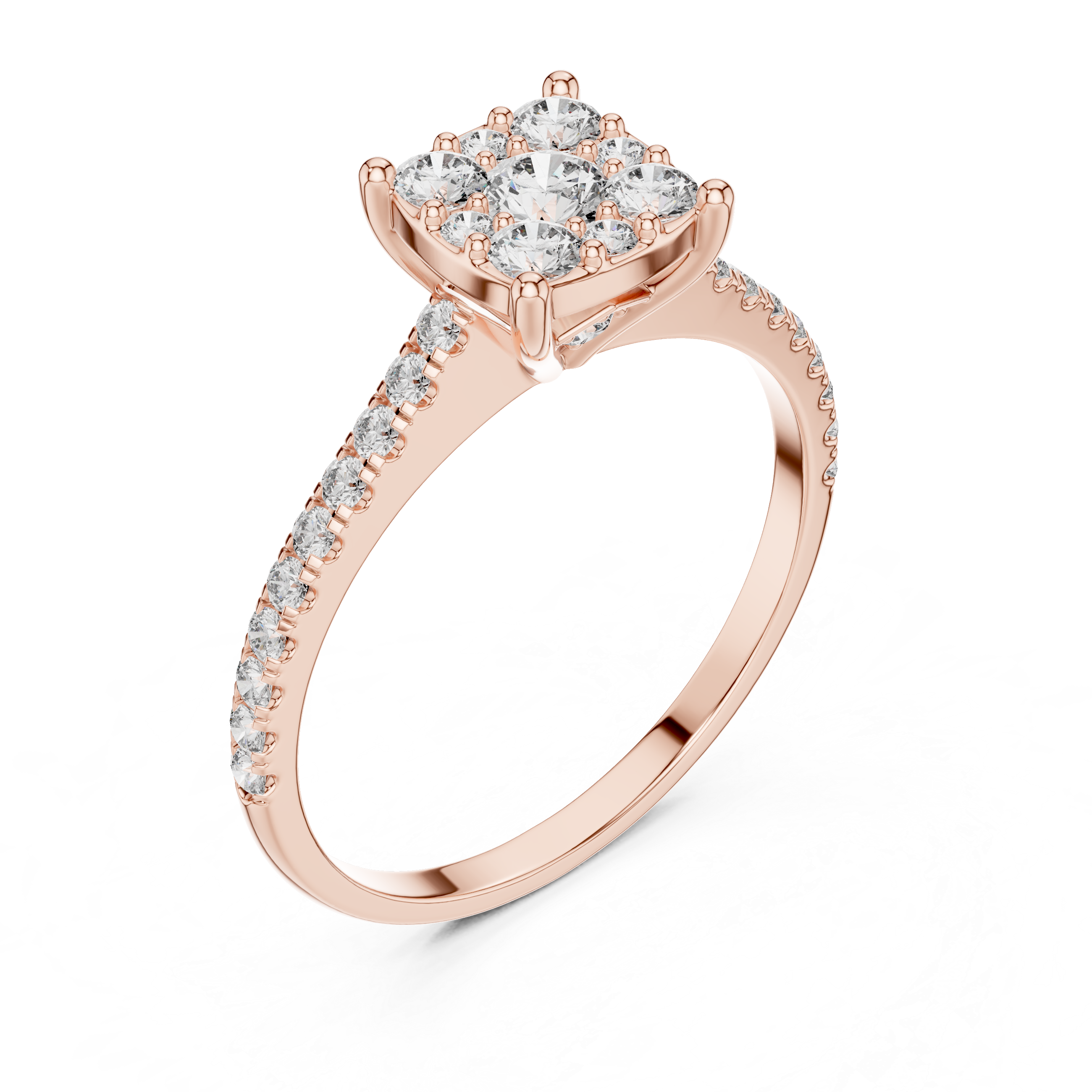 Elegant Cluster Lab-Grown Diamond Ring – Rose Gold | Kiashaa Jewellery