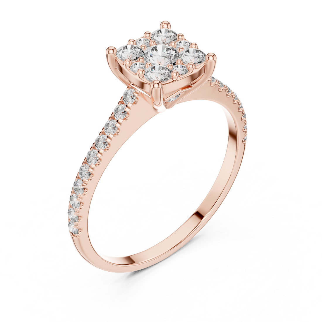 Elegant Cluster Lab-Grown Diamond Ring – Rose Gold | Kiashaa Jewellery