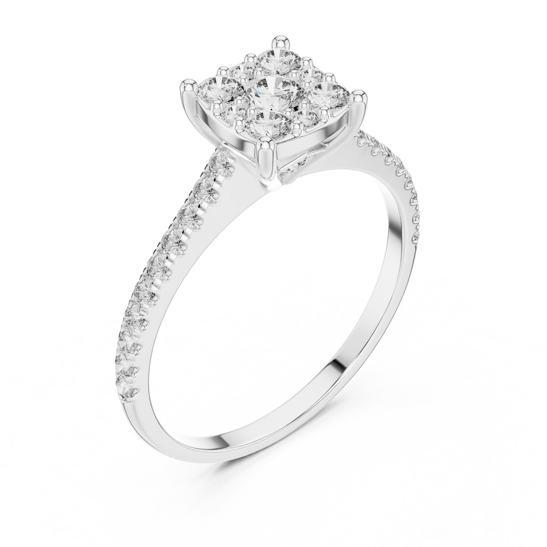 Elegant Cluster Lab-Grown Diamond Ring – Rose Gold | Kiashaa Jewellery