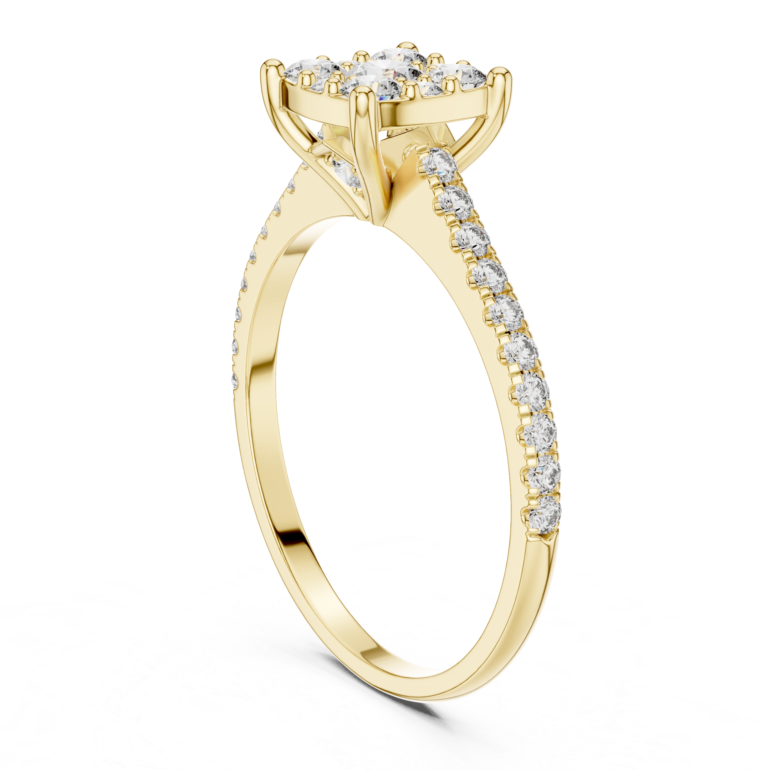 Elegant Cluster Lab-Grown Diamond Ring – Rose Gold | Kiashaa Jewellery