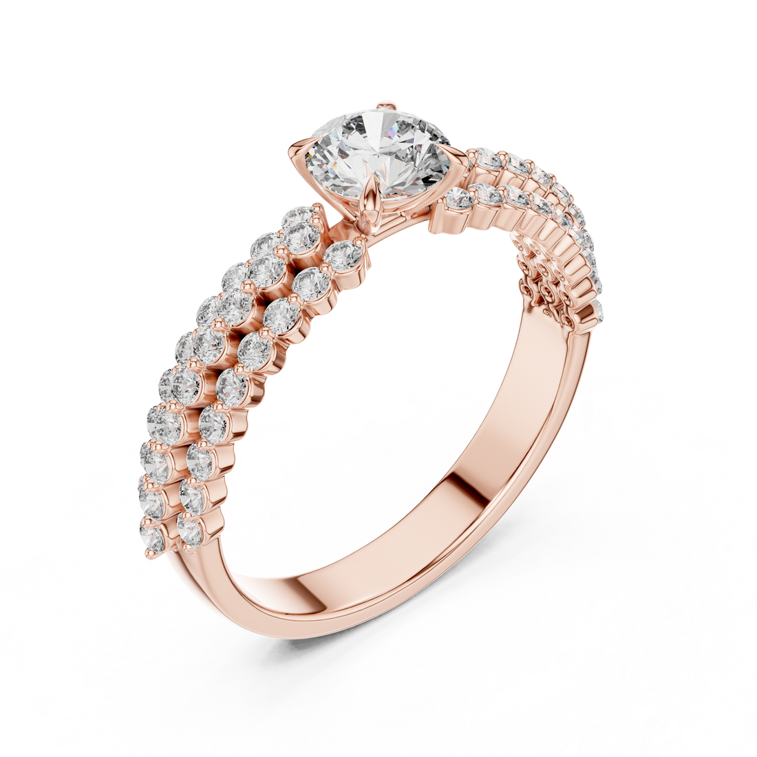 Elegant Lab-Grown Diamond Rose Gold Ring | Kiashaa Jewellery