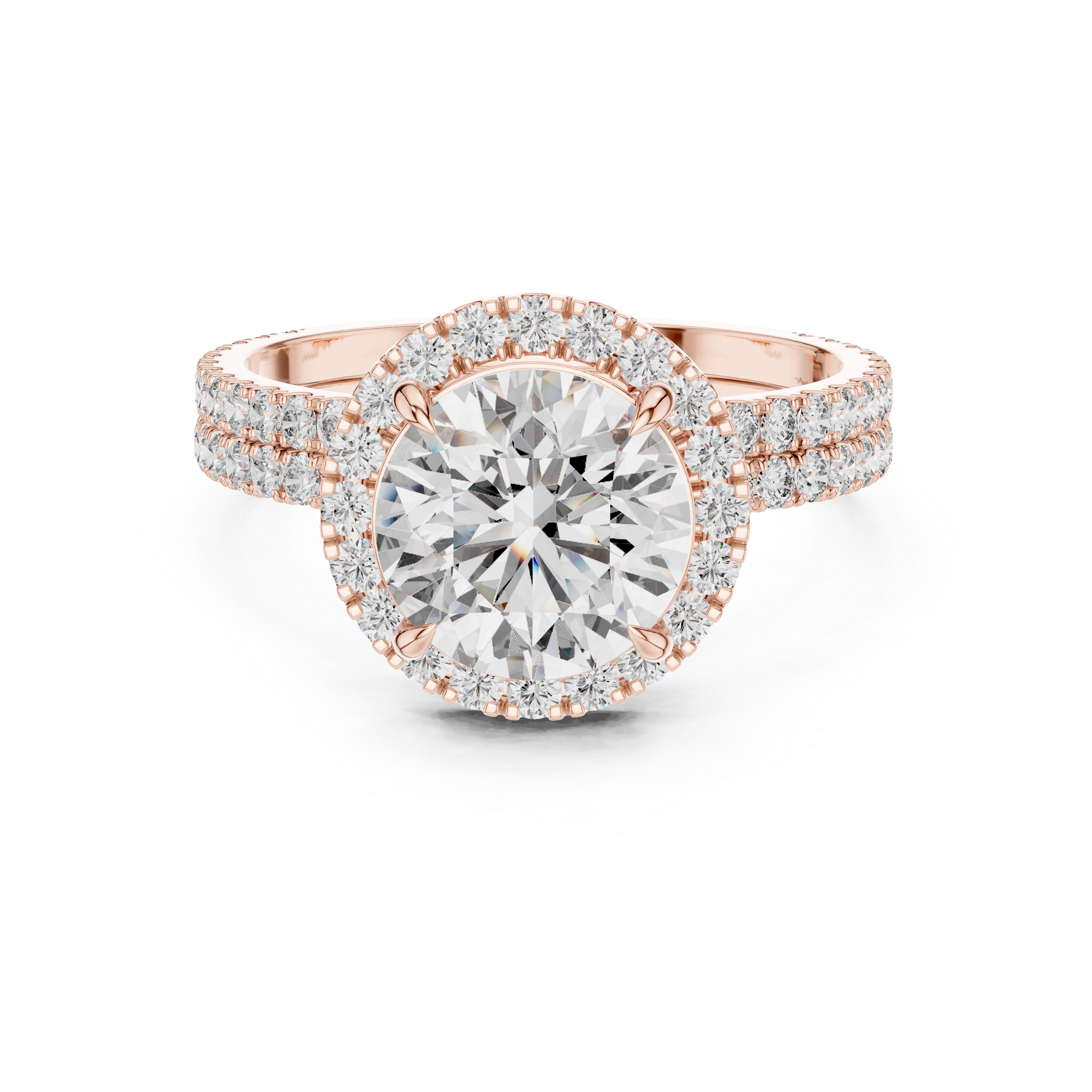 Elegant Halo Round-Cut Lab-Grown Diamond Ring in 14K/18K Gold – Kiashaa Jewellery
