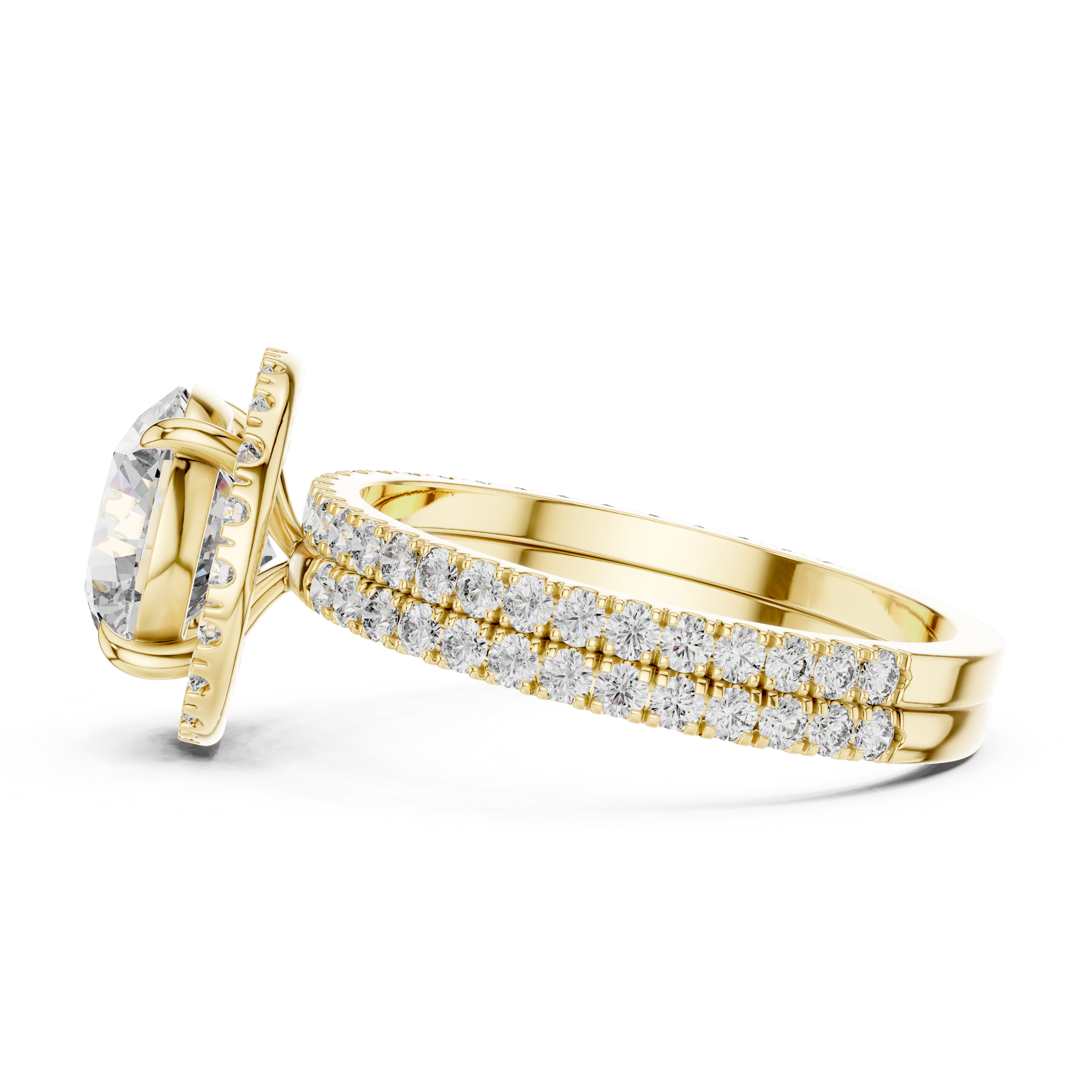 Elegant Halo Round-Cut Lab-Grown Diamond Ring in 14K/18K Gold – Kiashaa Jewellery