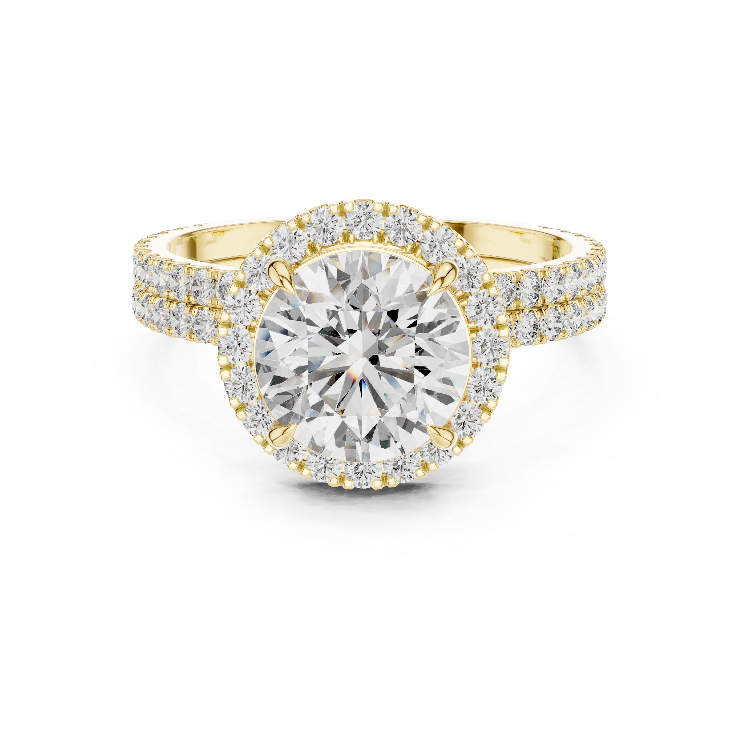 Elegant Halo Round-Cut Lab-Grown Diamond Ring in 14K/18K Gold – Kiashaa Jewellery