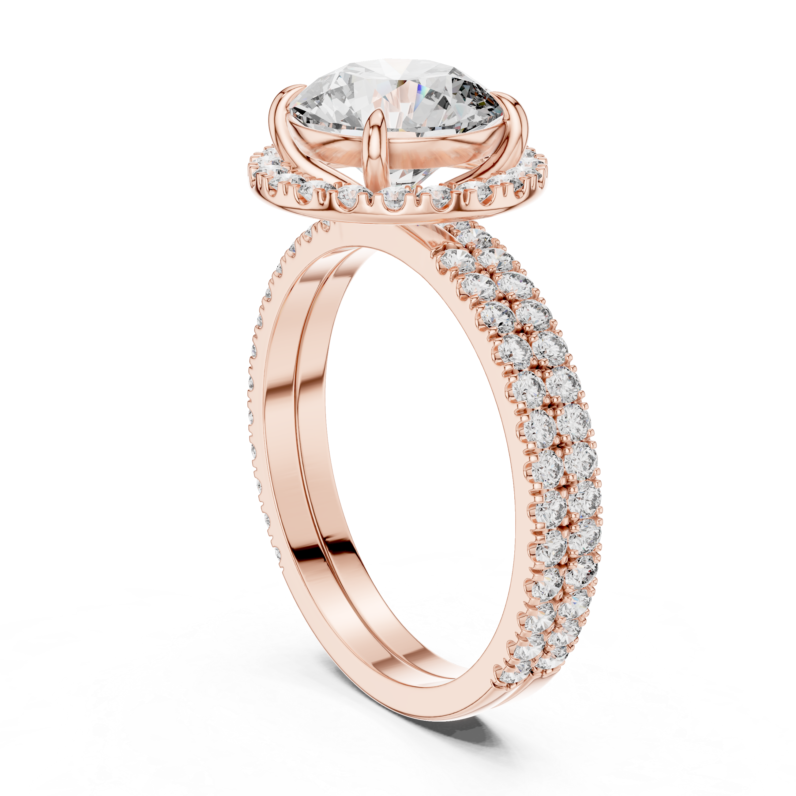 Elegant Halo Round-Cut Lab-Grown Diamond Ring in 14K/18K Gold – Kiashaa Jewellery