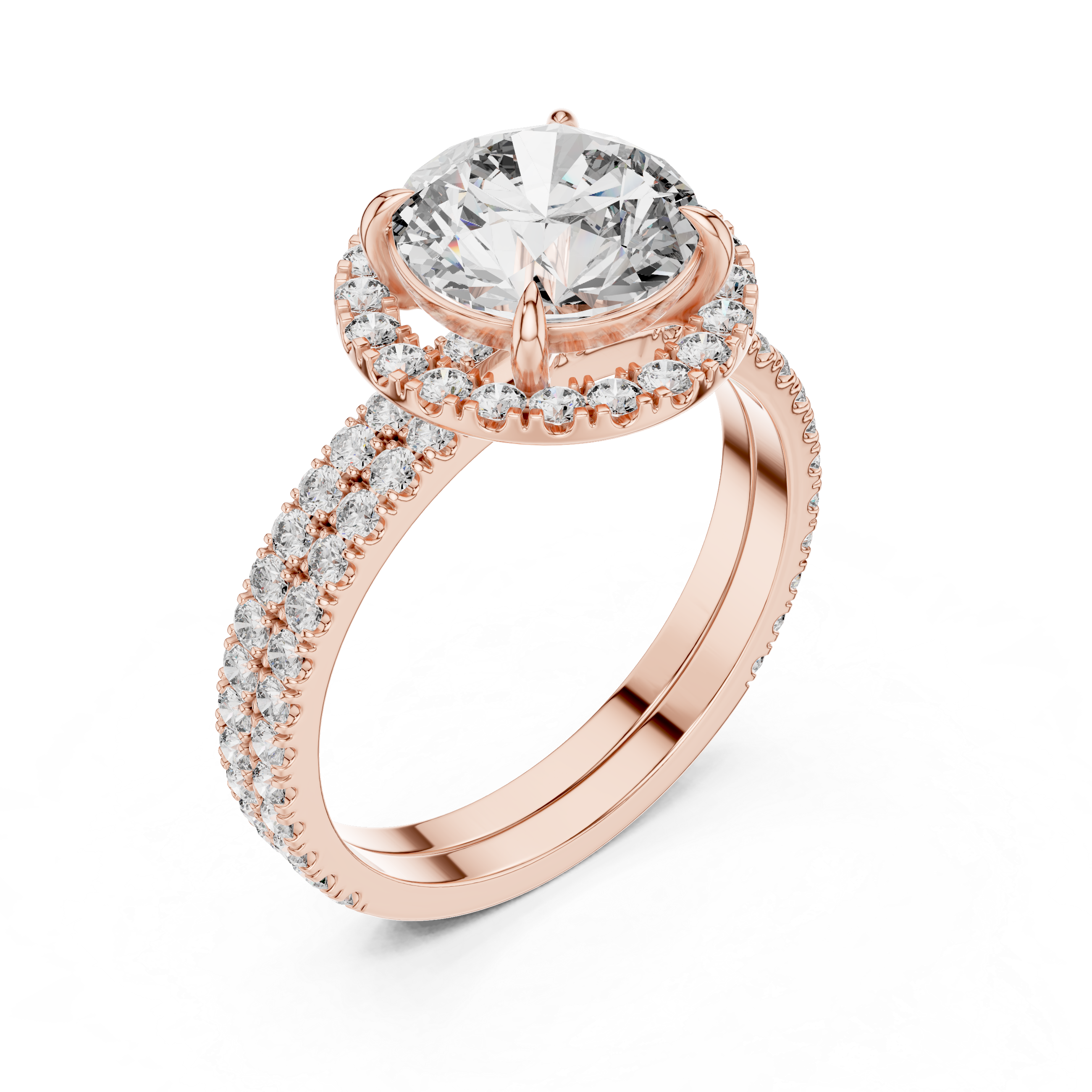 Elegant Halo Round-Cut Lab-Grown Diamond Ring in 14K/18K Gold – Kiashaa Jewellery