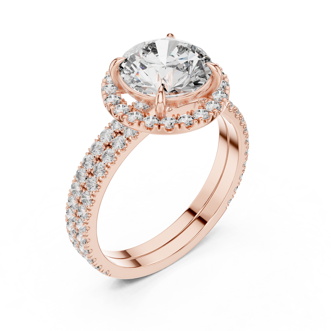 Elegant Halo Round-Cut Lab-Grown Diamond Ring in 14K/18K Gold – Kiashaa Jewellery