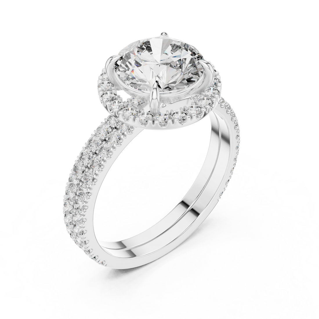 Elegant Halo Round-Cut Lab-Grown Diamond Ring in 14K/18K Gold – Kiashaa Jewellery