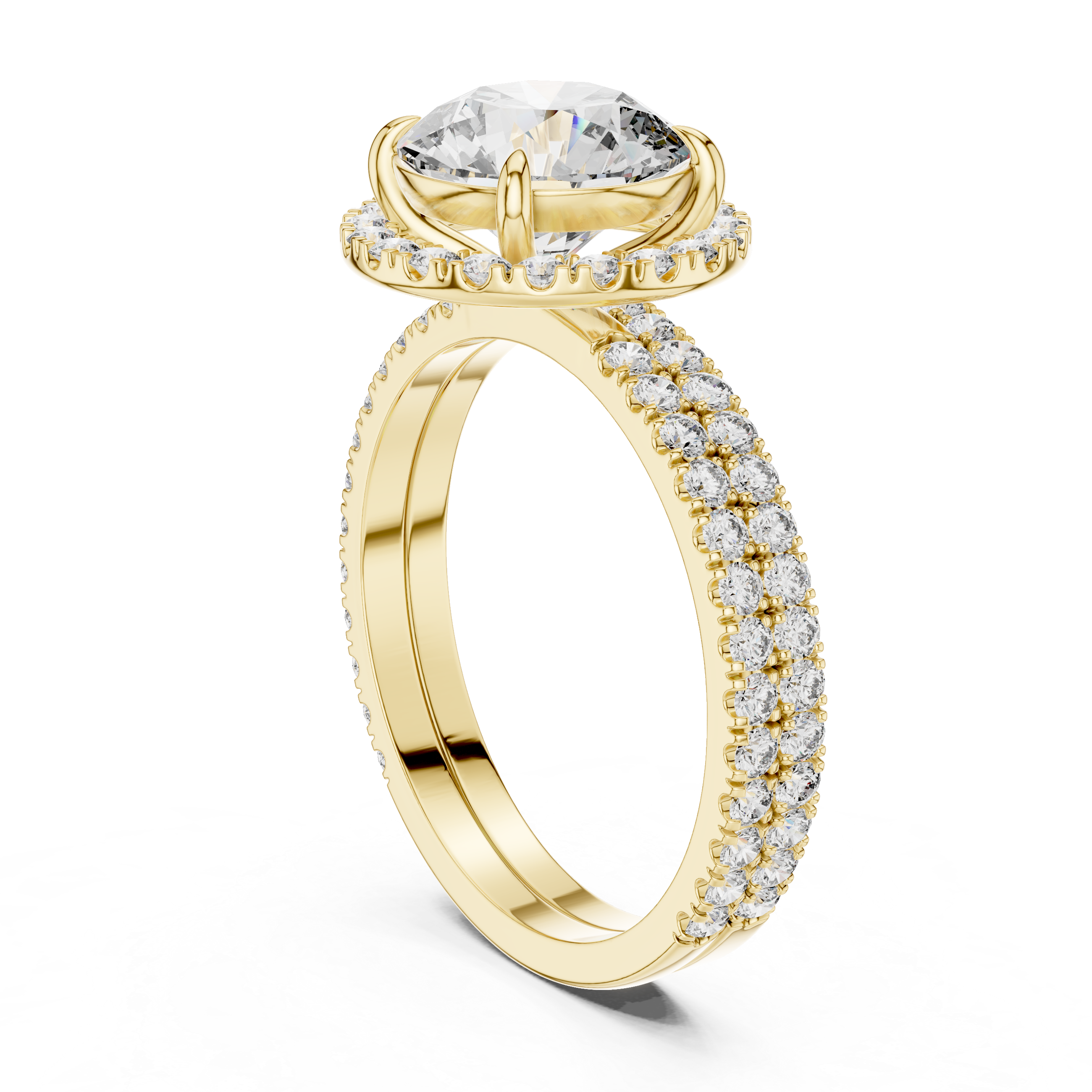 Elegant Halo Round-Cut Lab-Grown Diamond Ring in 14K/18K Gold – Kiashaa Jewellery