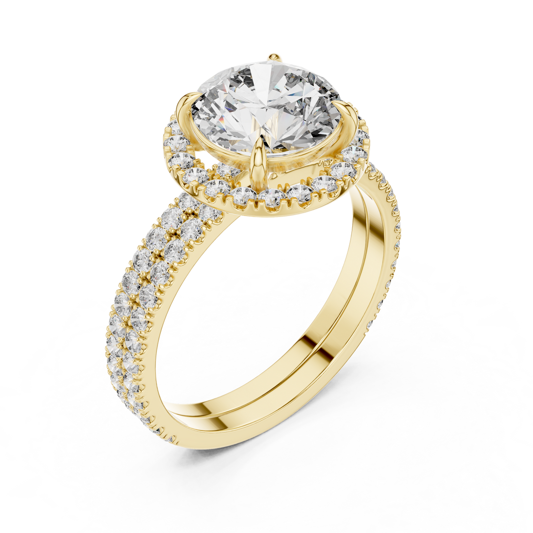 Elegant Halo Round-Cut Lab-Grown Diamond Ring in 14K/18K Gold – Kiashaa Jewellery