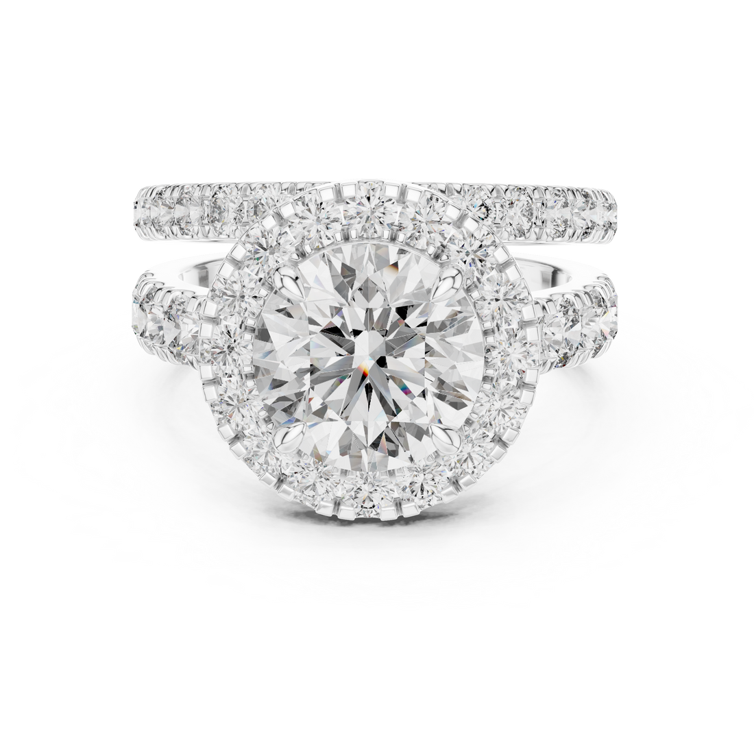 Luxury Double-Band Halo Lab-Grown Diamond Ring in 14K/18K Gold – Kiashaa Jewellery