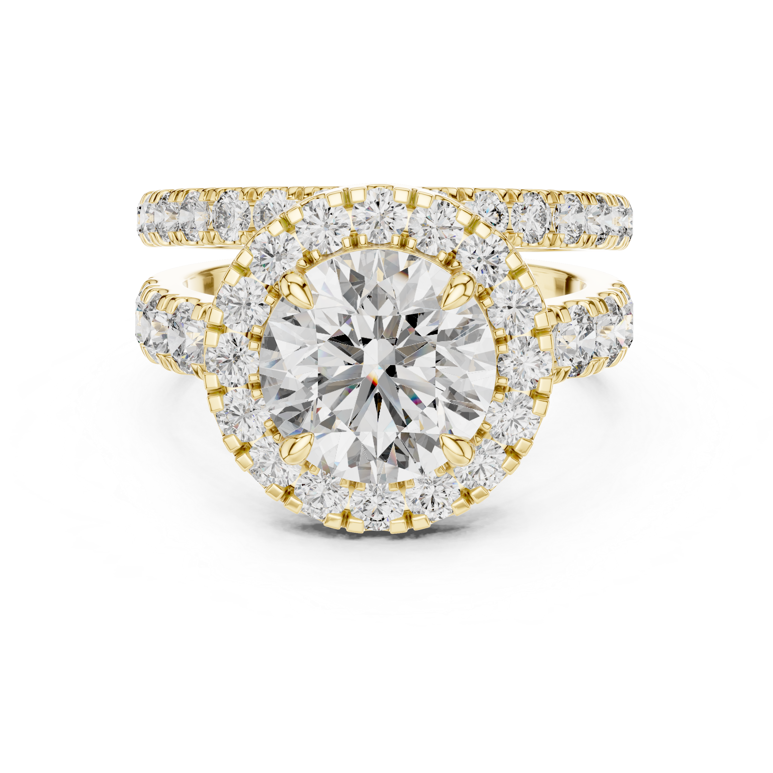 Luxury Double-Band Halo Lab-Grown Diamond Ring in 14K/18K Gold – Kiashaa Jewellery