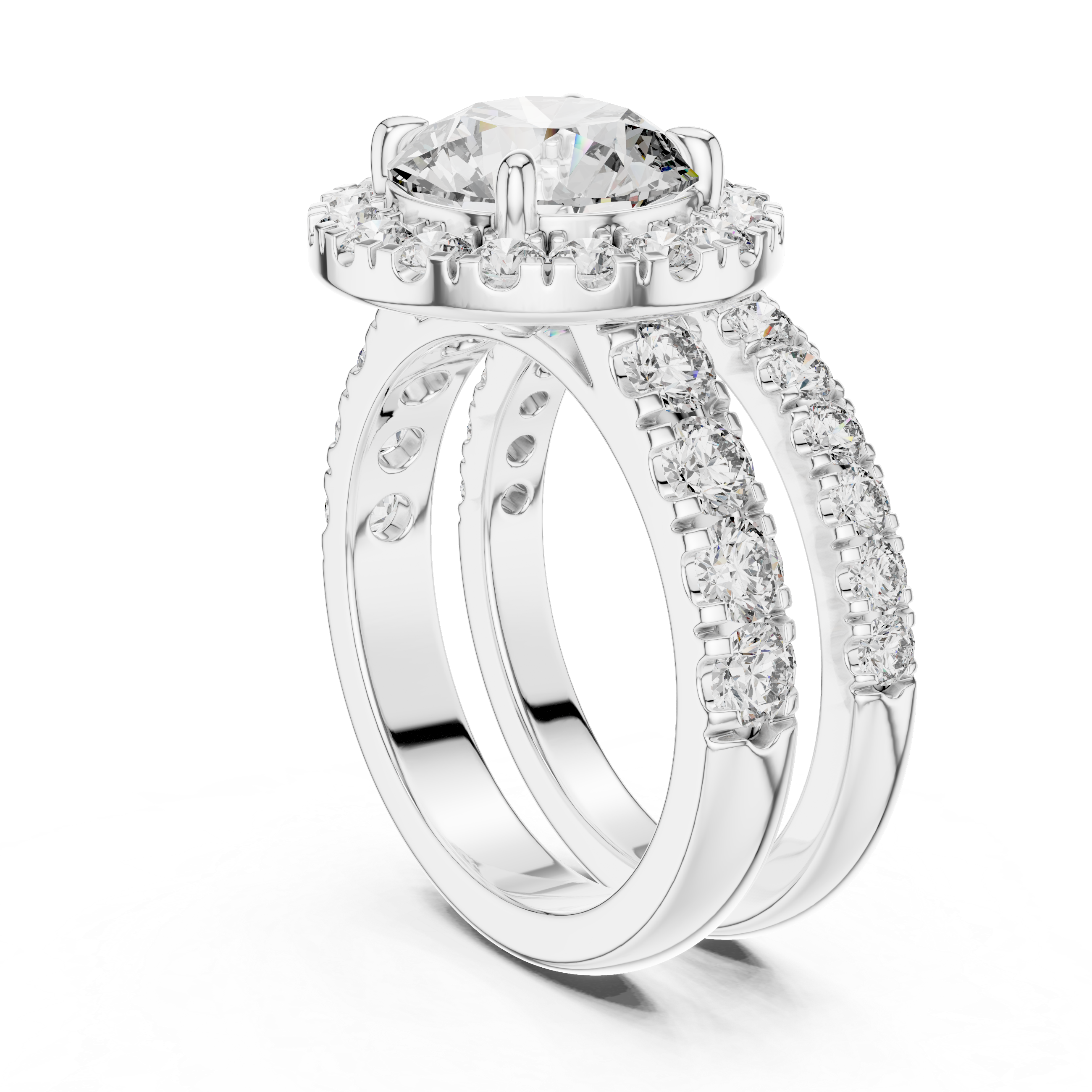 Luxury Double-Band Halo Lab-Grown Diamond Ring in 14K/18K Gold – Kiashaa Jewellery