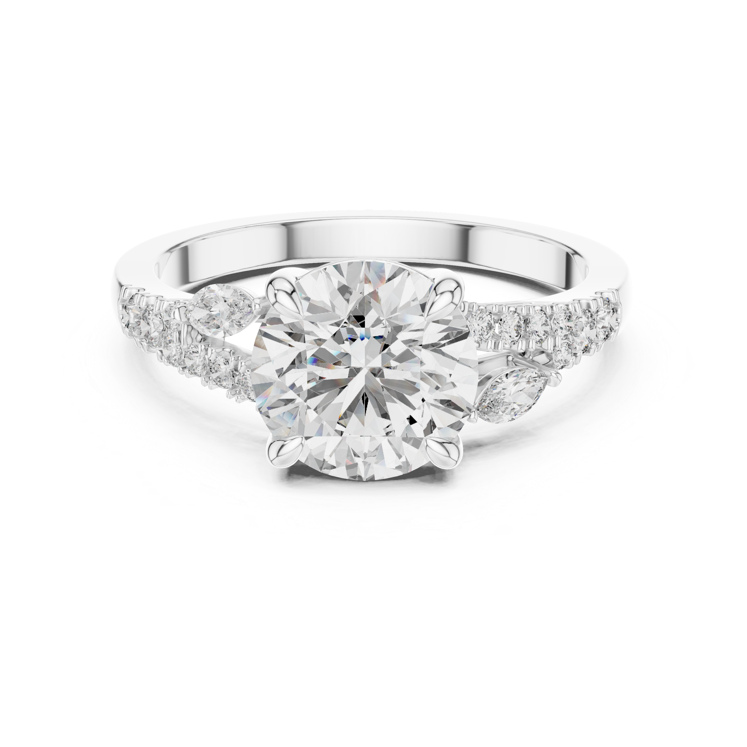 14K / 18K Rose Gold Solitaire Lab-Grown Diamond Engagement Ring with Side Accents
