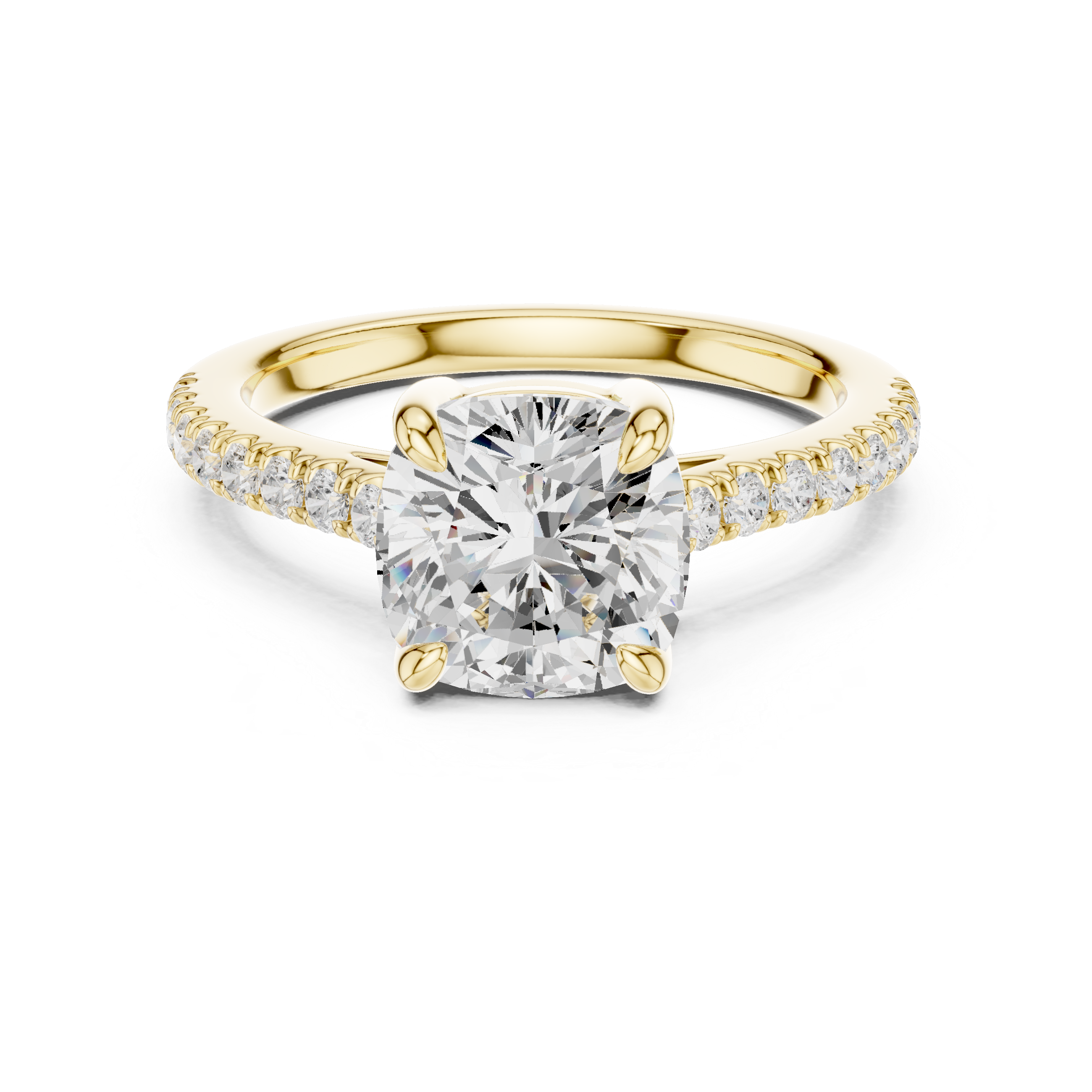 14K / 18K Rose Gold Solitaire Lab-Grown Diamond Ring with Pavé Band