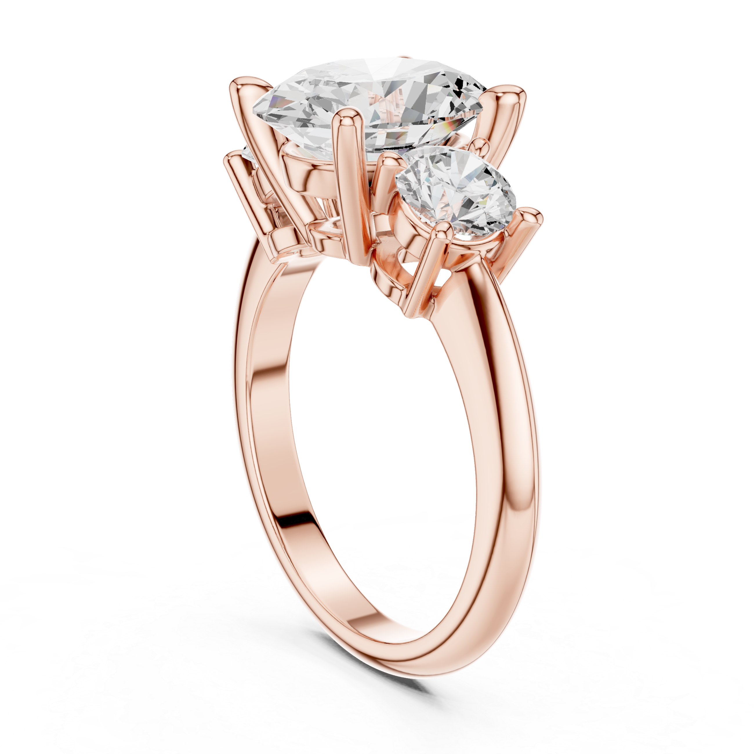 Elegant Dual-Stone Lab-Grown Diamond Engagement Ring in 14K/18K Rose Gold